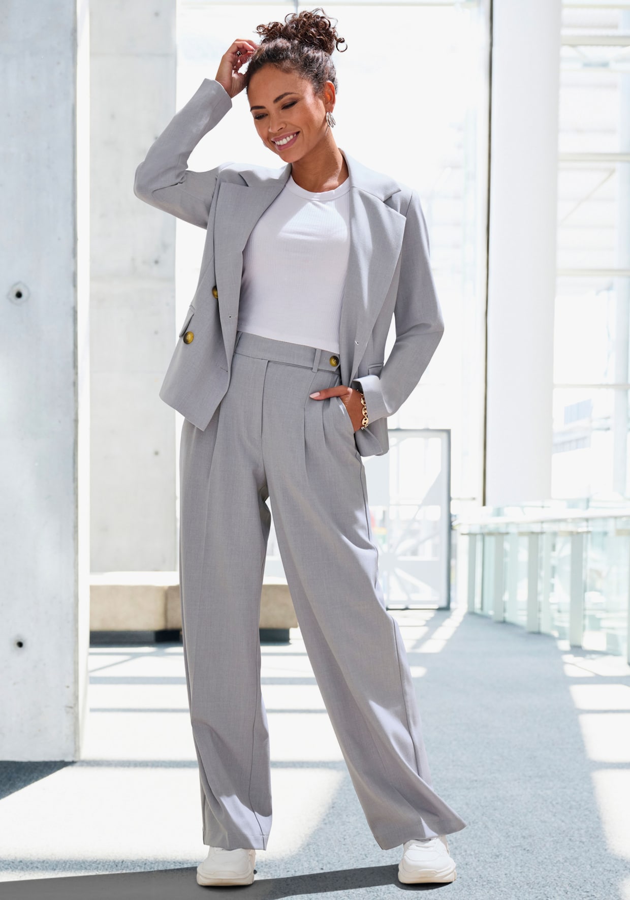 LASCANA Palazzohose - grau meliert