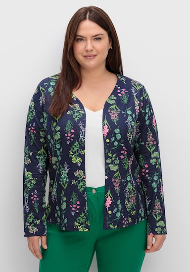 Shirtjacke ohne Verschluss - marine-altrosa-bedruckt