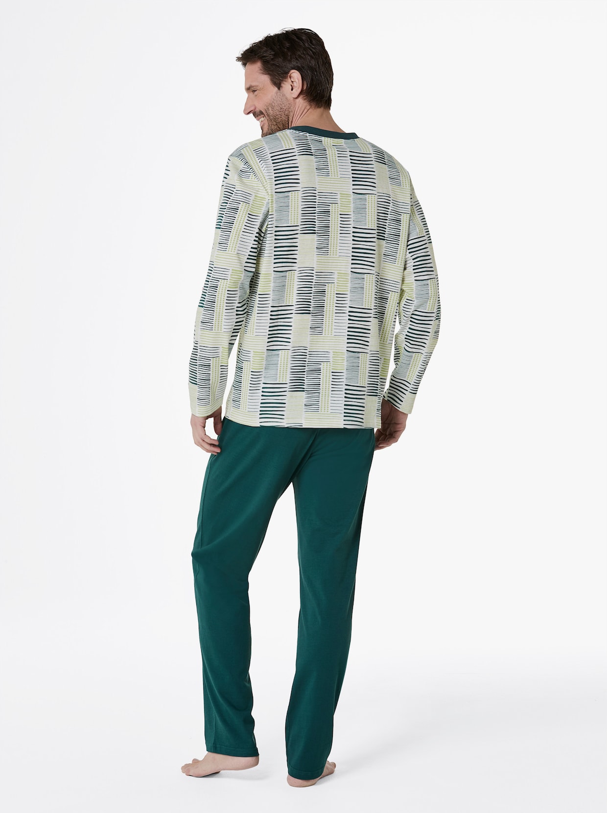wäschepur men Pyjama's - ecru/donkerblauw + ecru/petrol