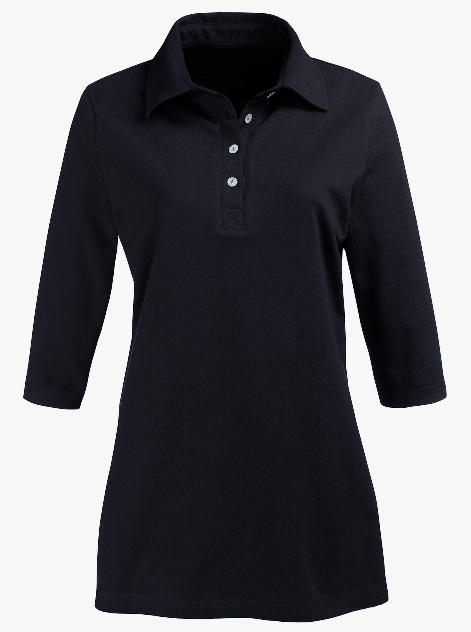 Lang shirt met korte knoopsluiting - zwart