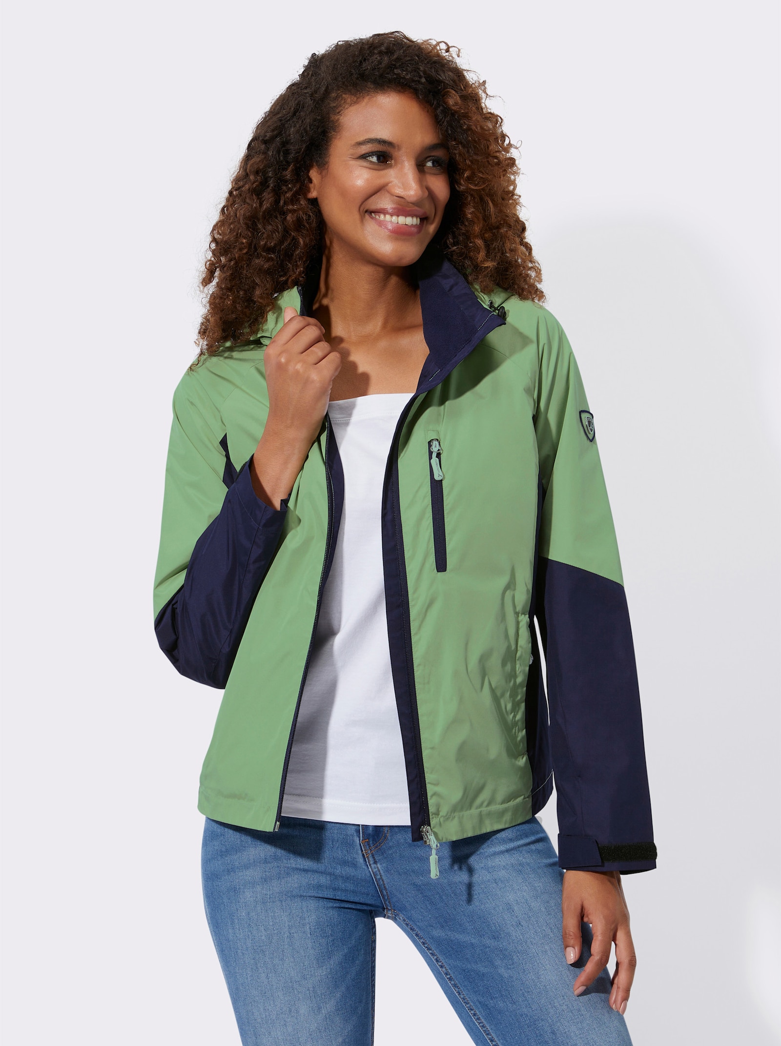 Funktionsjacke mit Fleecefutter im Kragen - eucalyptus-marine