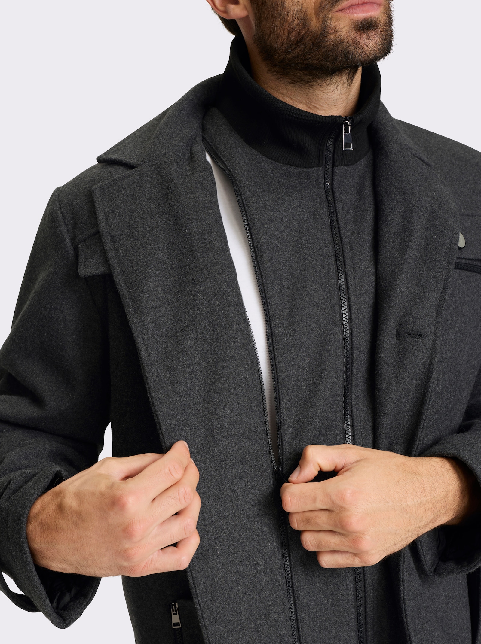 Marco Donati Longjacke in Woll-Optik - graphit-meliert