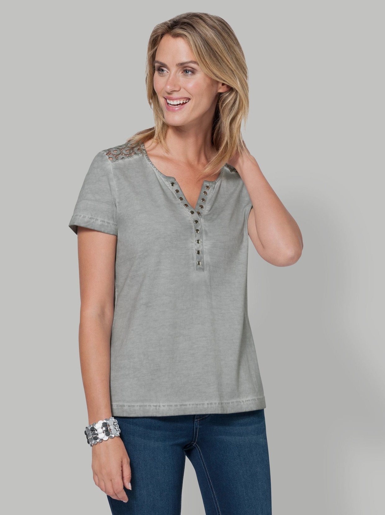 Spitzenshirt - grau