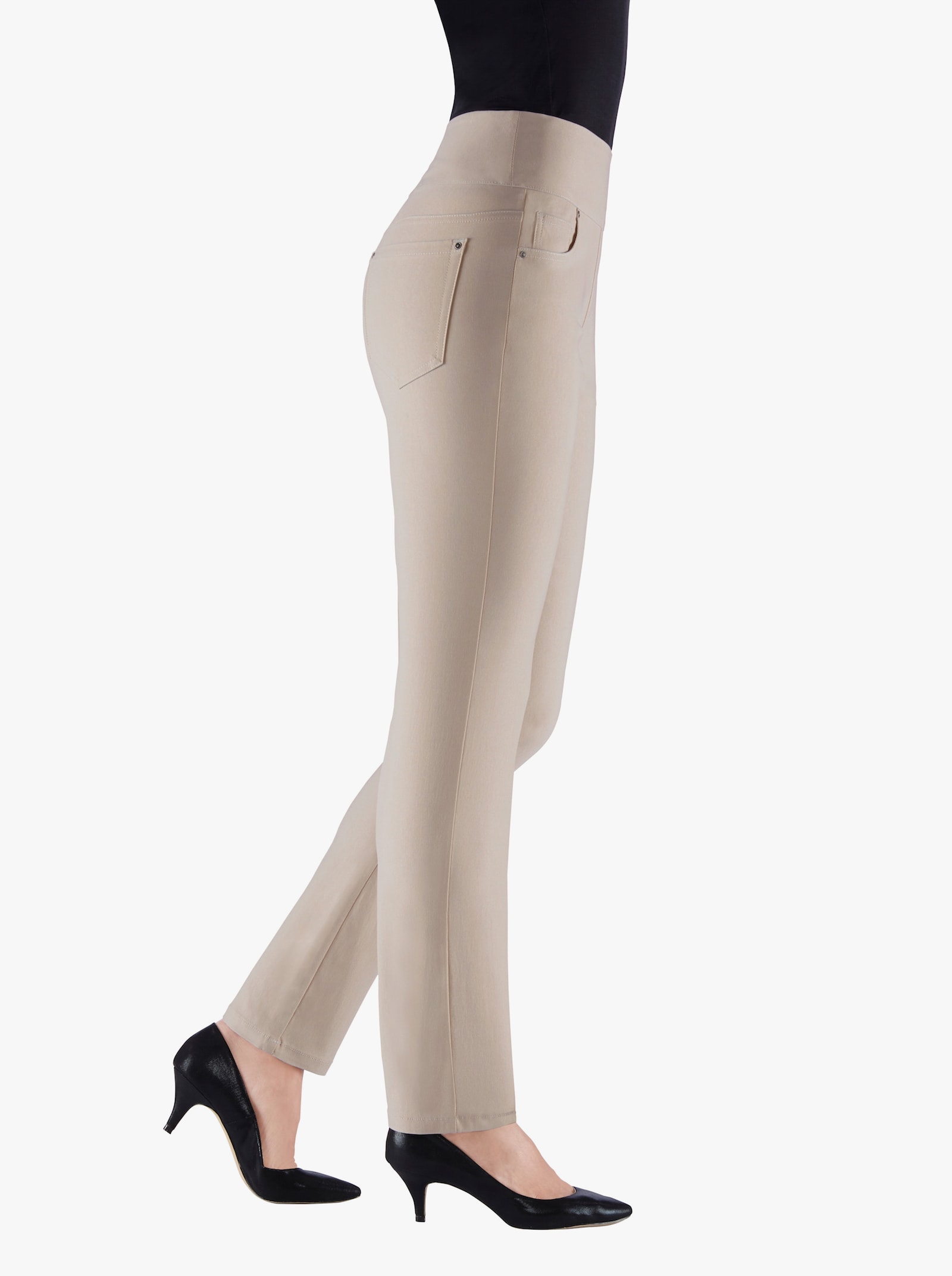 5-pocketsbroek met hoge band - steengrijs