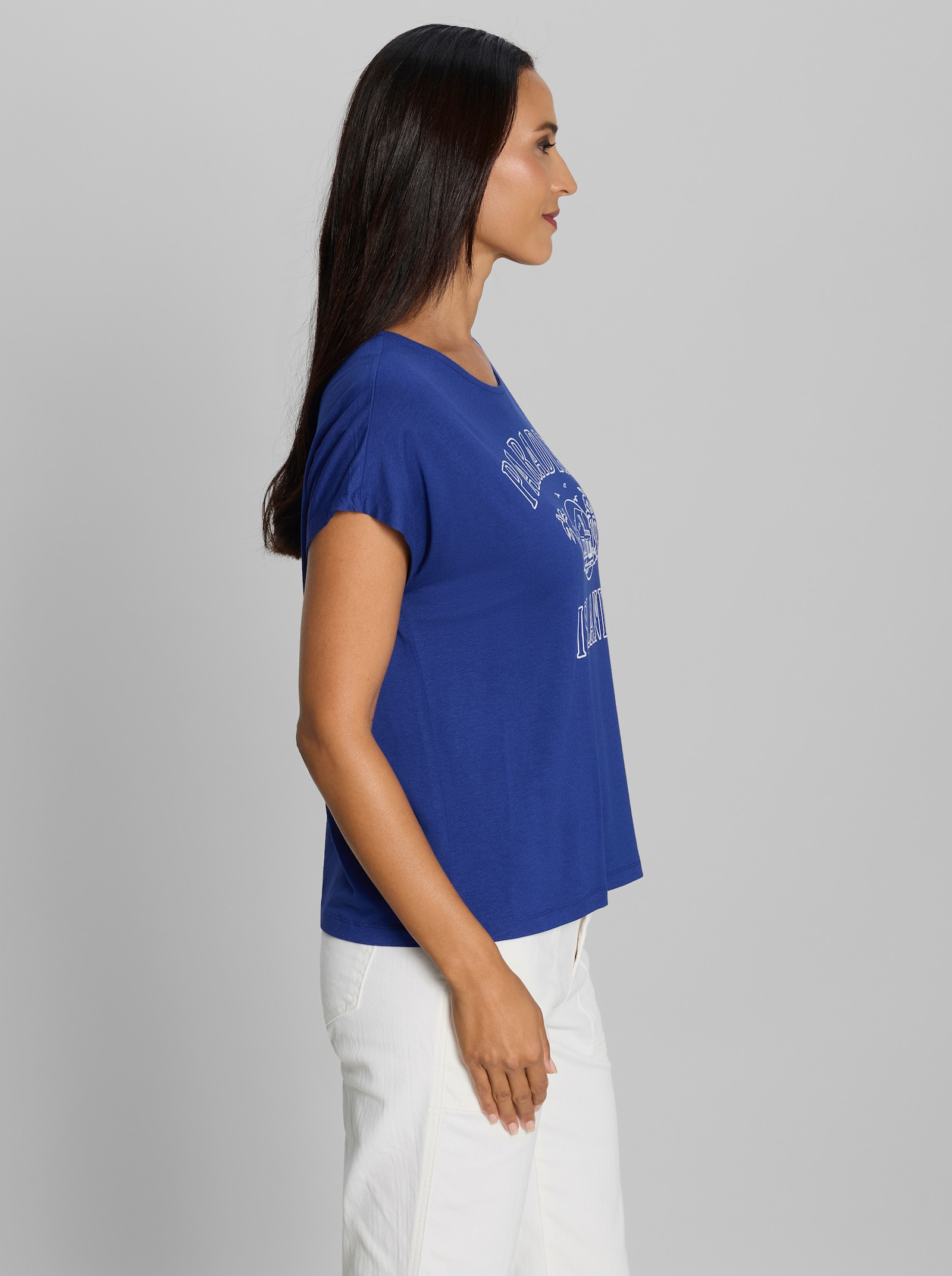 heine Kurzarmshirt mit Druck - royalblau