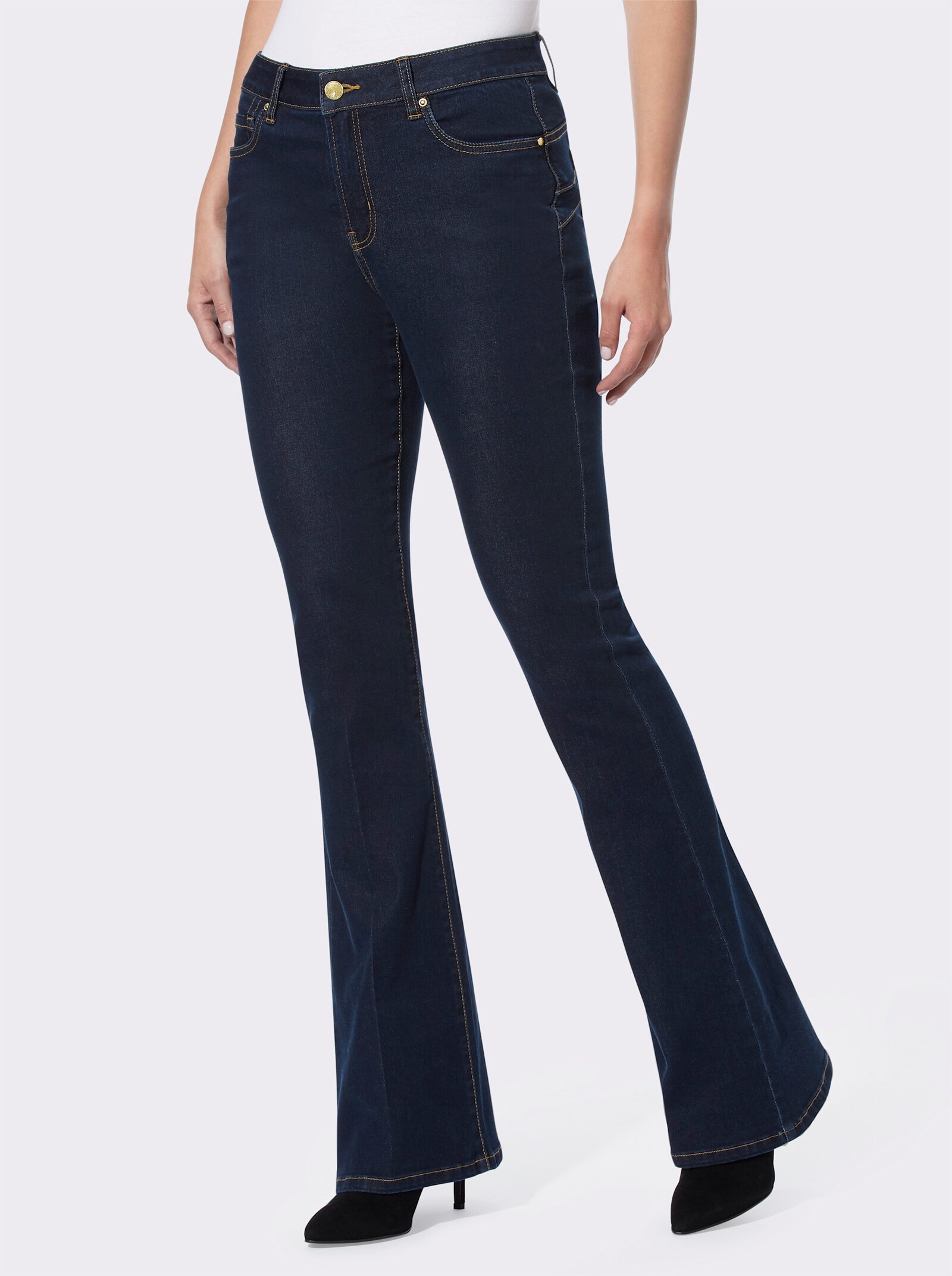 heine 5-pocketjeans in bootcut-stijl - dark-blue