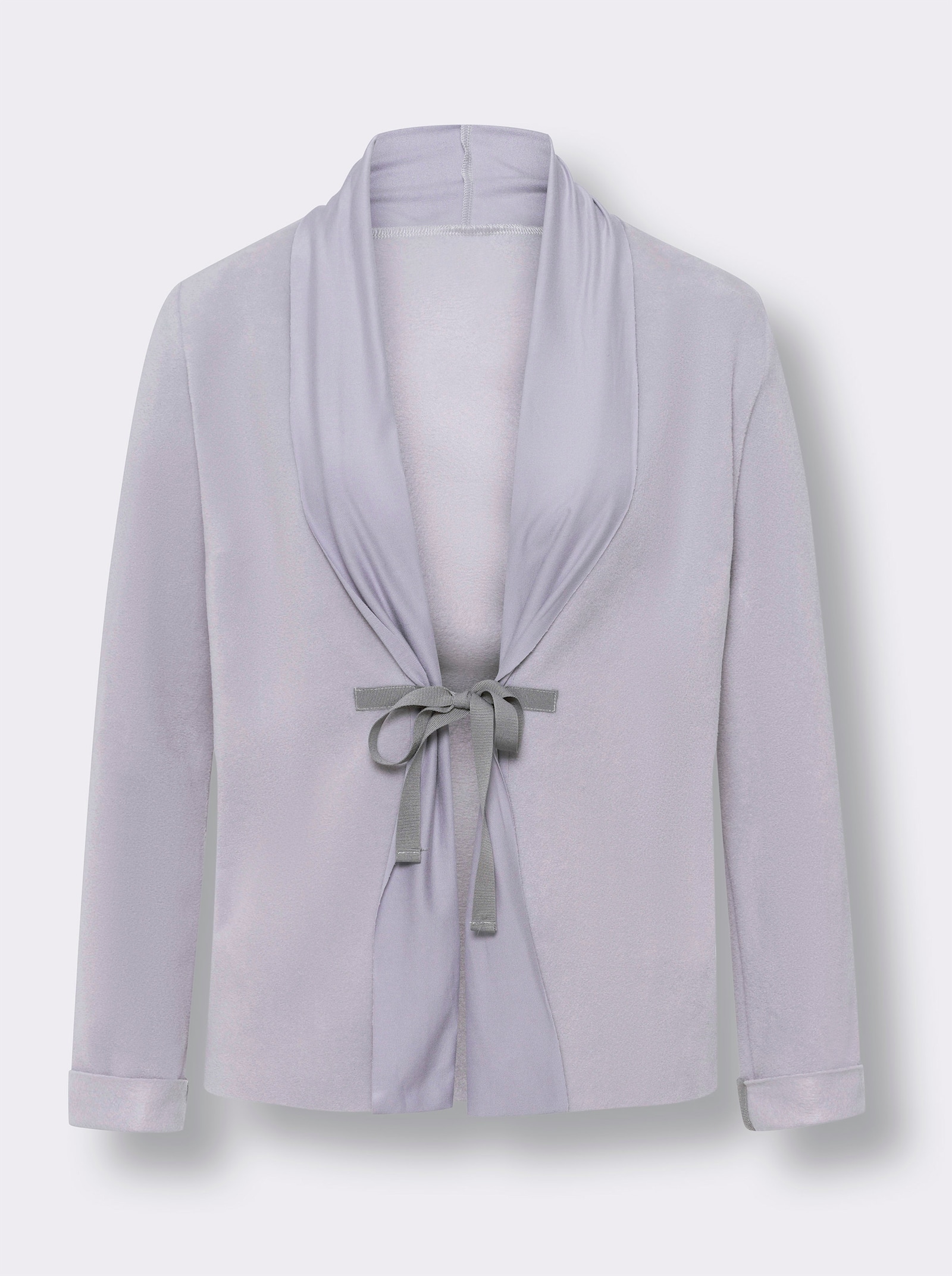 heine Fleecejacke mit Jersey-Schalkragen - hellgrau-meliert