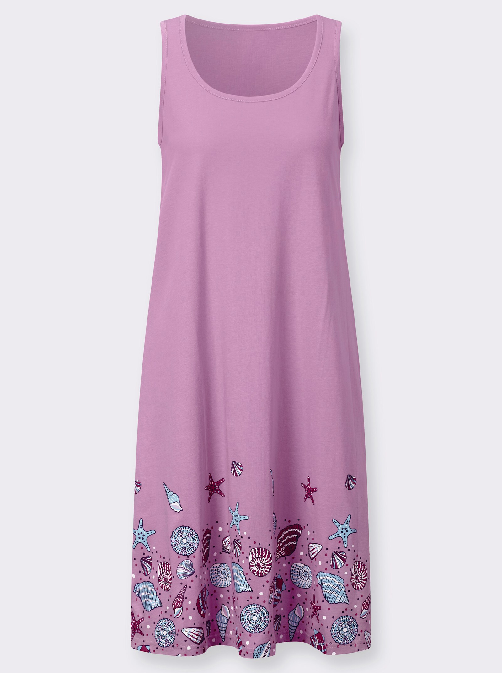 Sommerkleid in A-Form, platzierter Print - orchidee