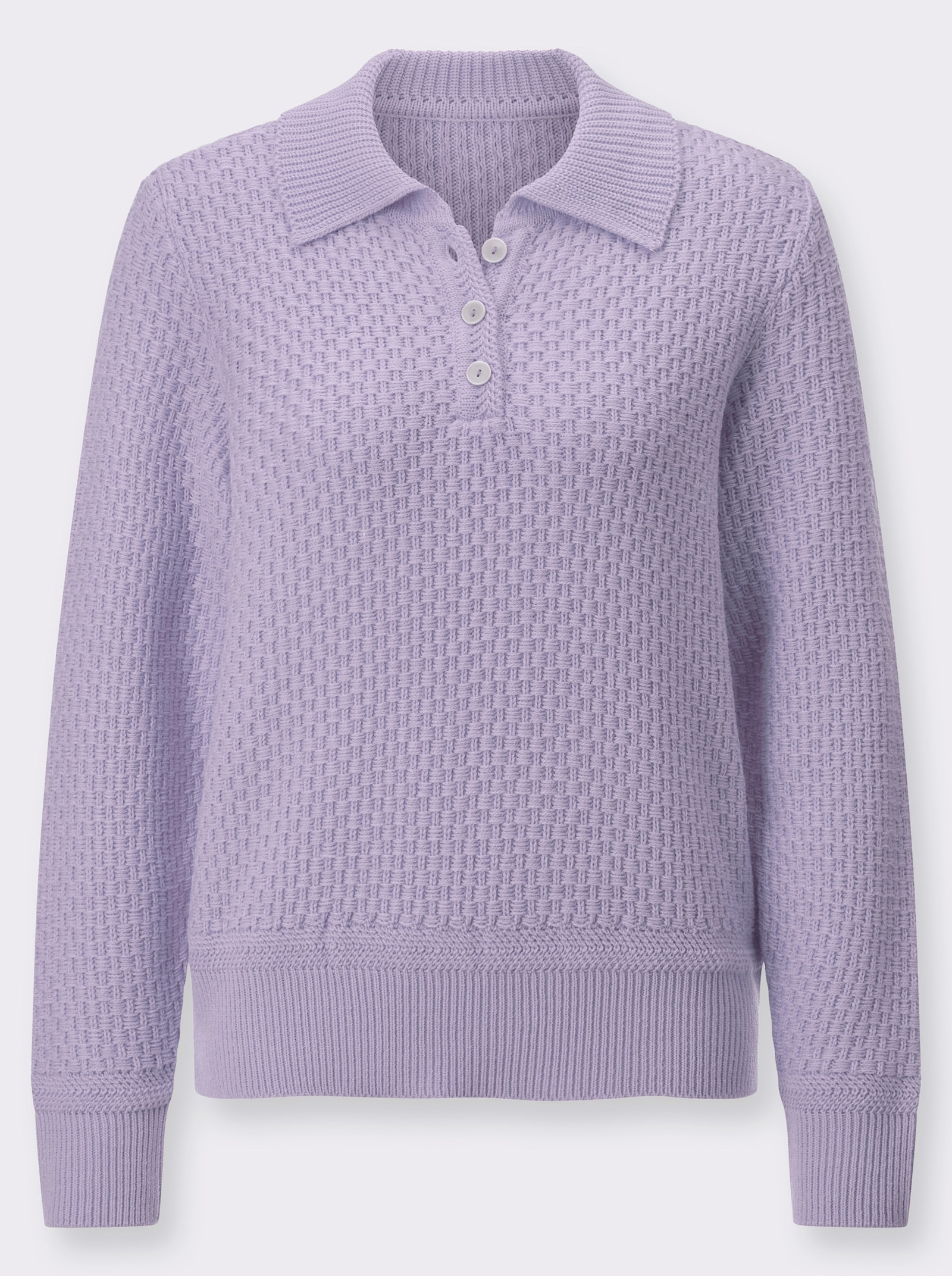 Polopullover mit Strickstruktur - flieder