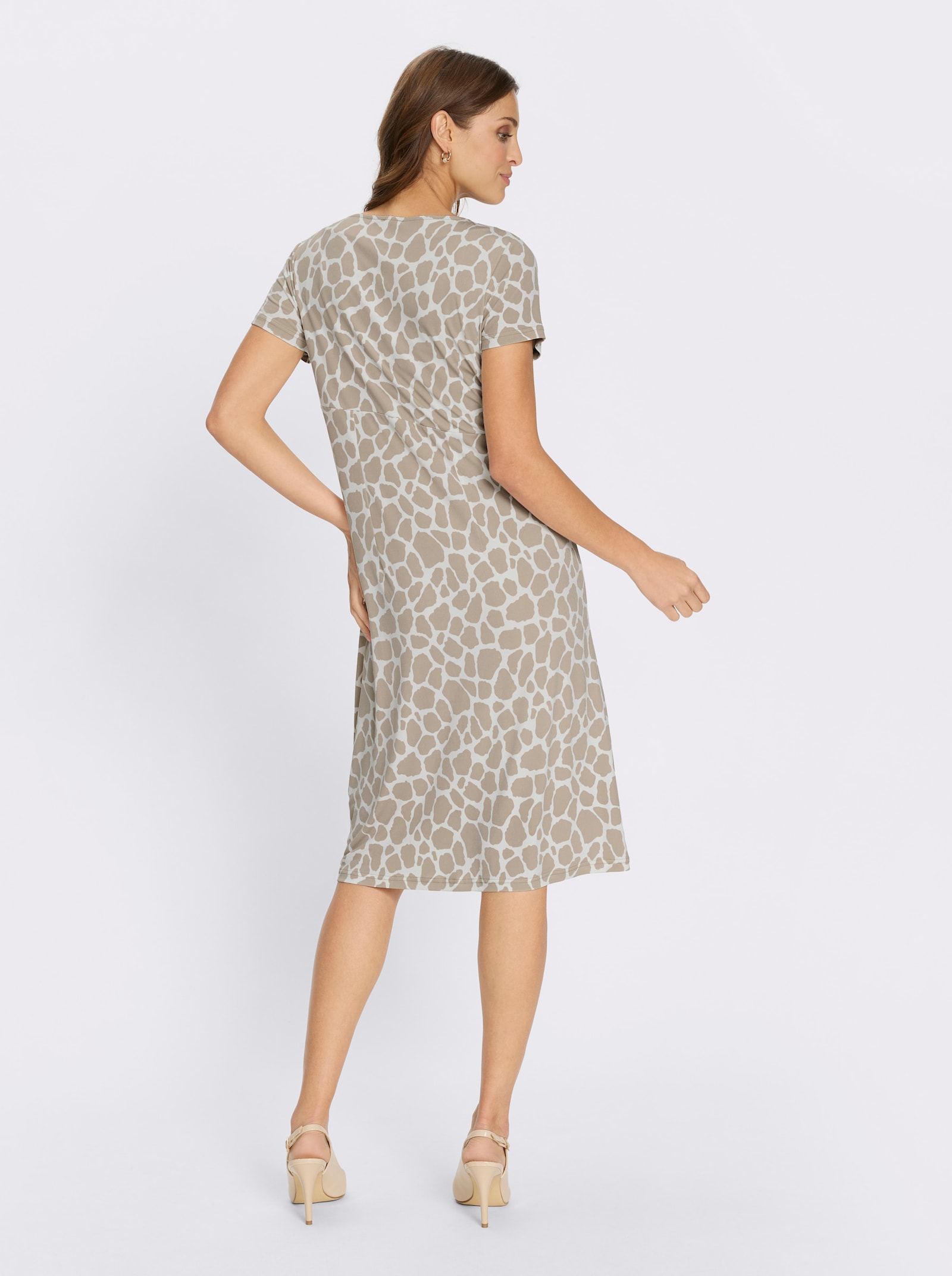 Jerseykleid in Wickel-Optik - sesam-ecru-bedruckt