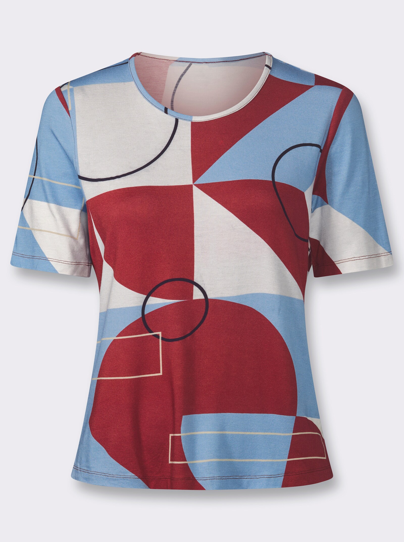 Print-Shirt in Grafik-Dessin - ecru-kirsche-bedruckt