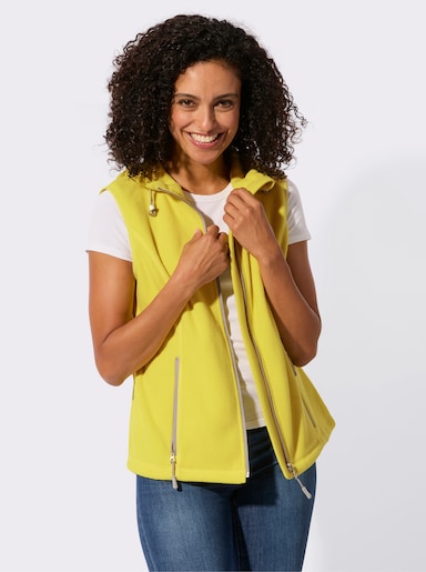 Fleeceweste mit Kapuze - limone