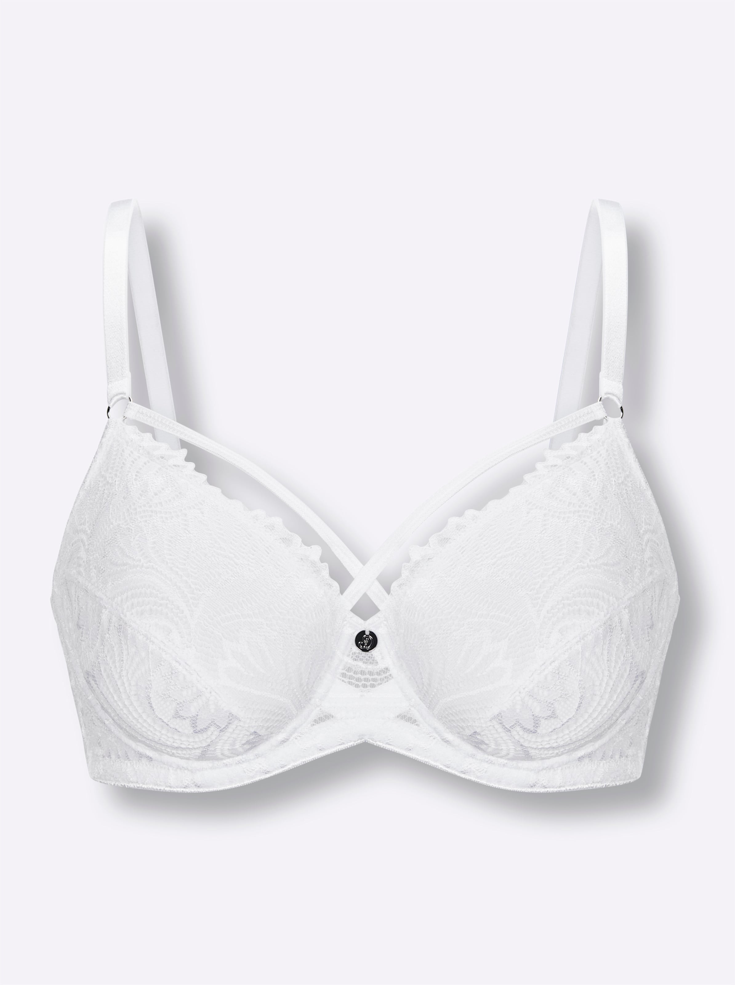 Wäschepur Damen Bügel-Bh Mit Elastischer Blütenspitze Weiß, Größe 95E - Bild 2