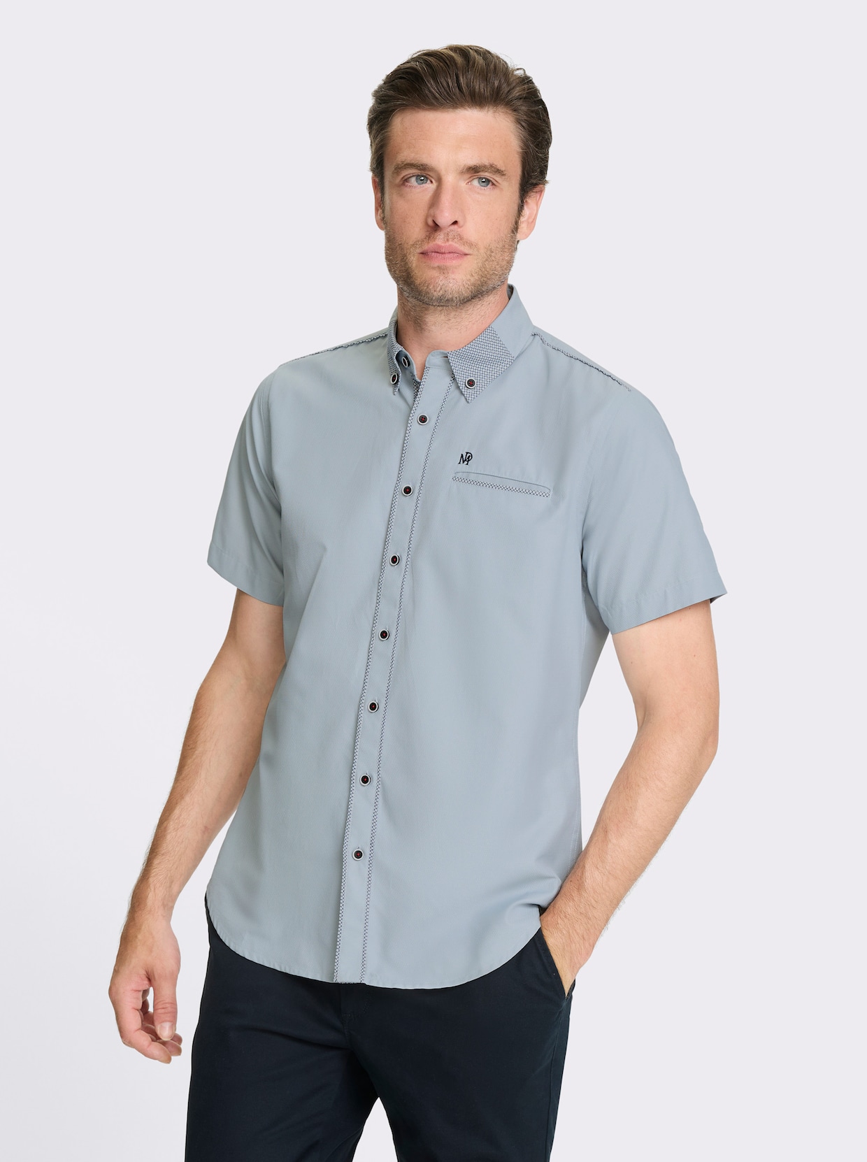 Marco Donati Kurzarmhemd mit Button-down-Kragen - hellblau