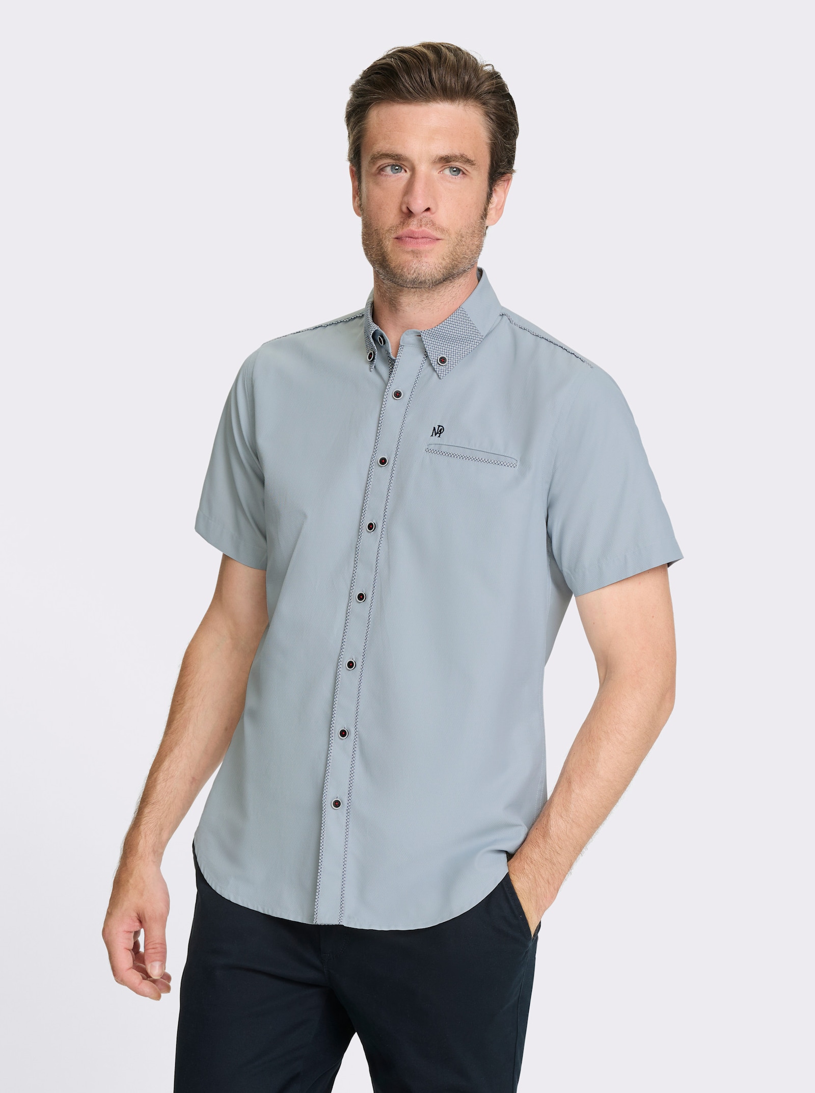 Marco Donati Kurzarmhemd mit Button-down-Kragen - hellblau