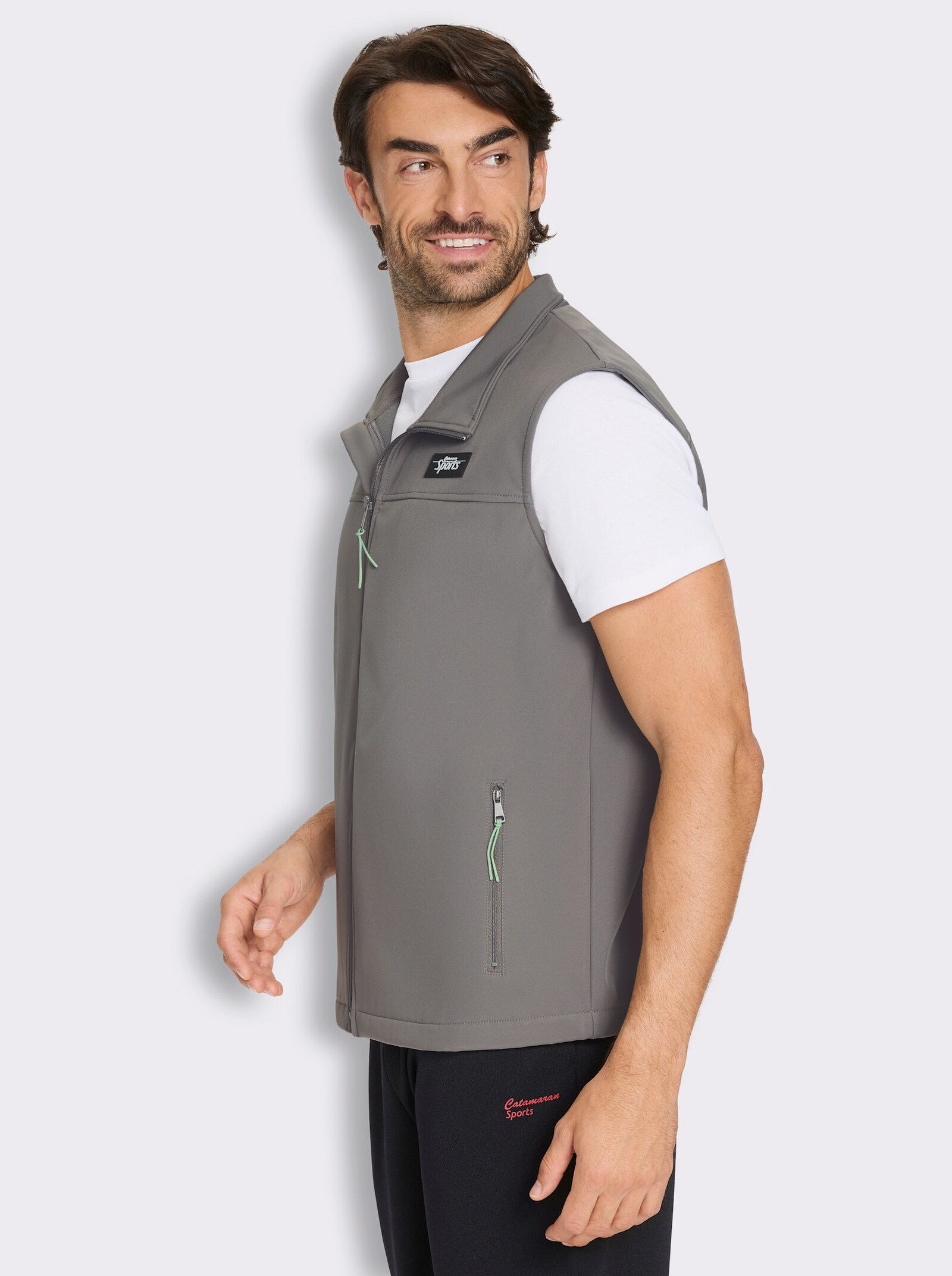 Catamaran Sports Softshellweste mit Reißverschluss-Taschen - grau
