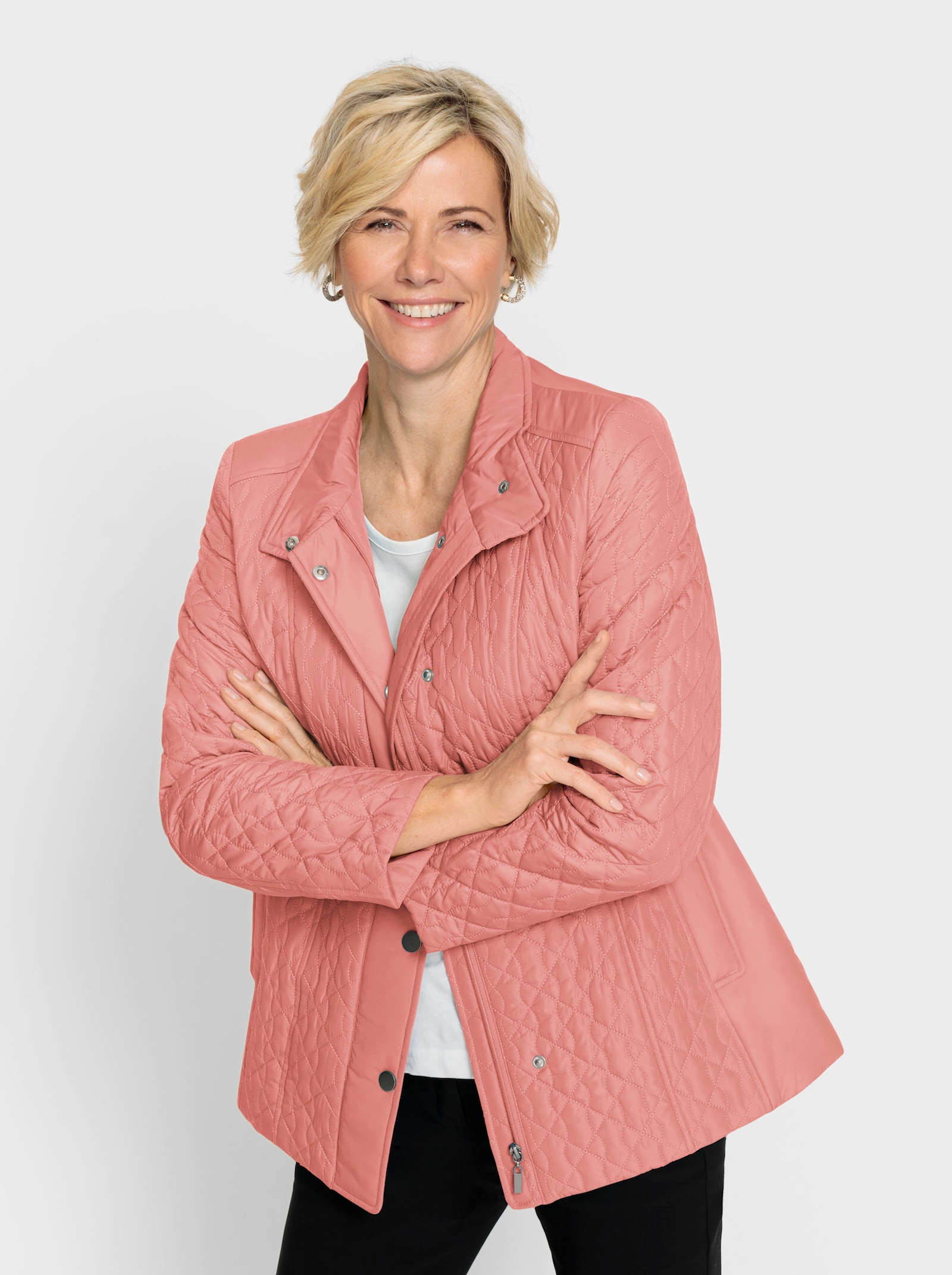 Steppjacke mit seitlichen Einsätzen - flamingo