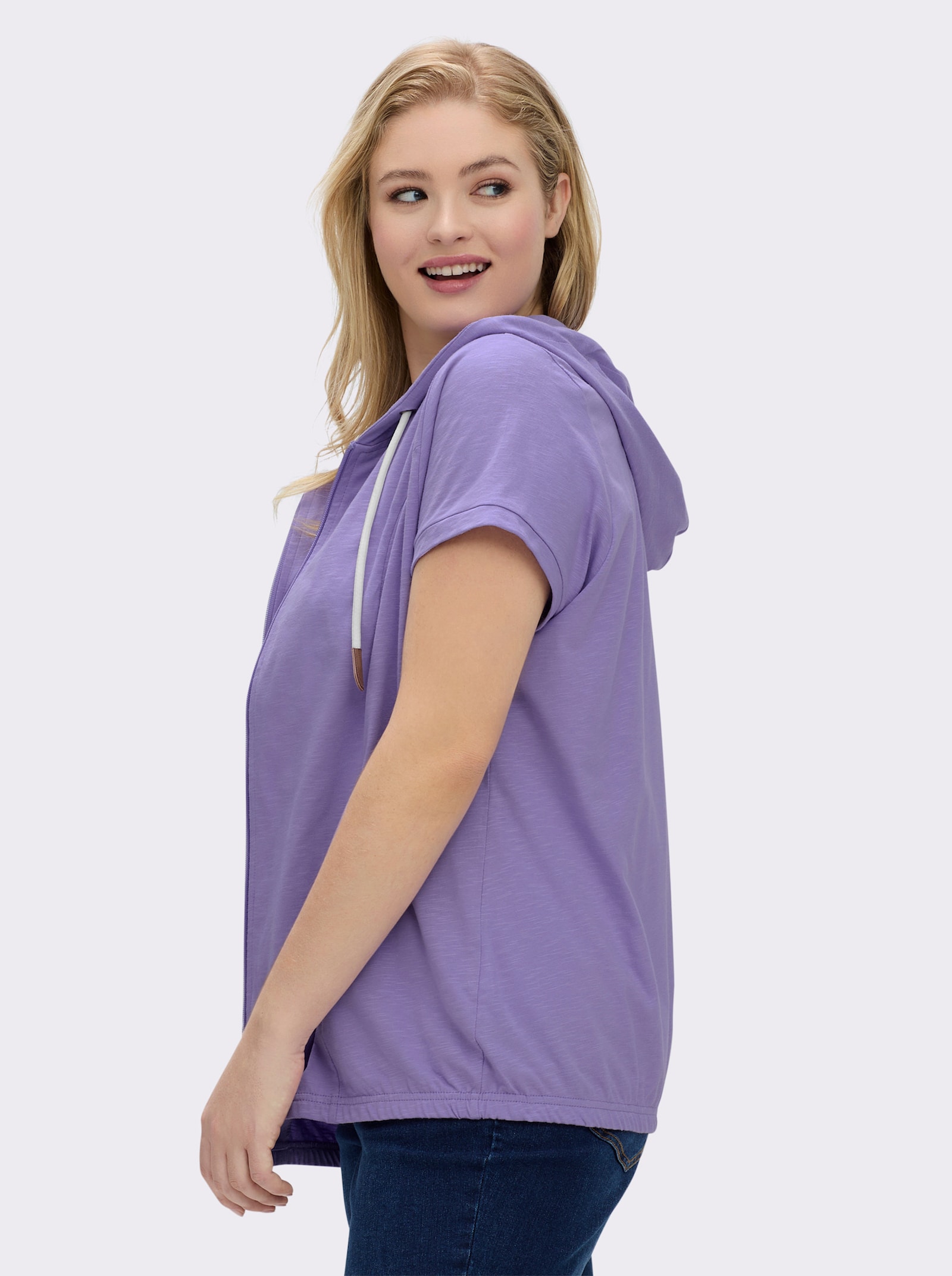 Sweatjacke mit Nahttaschen - lavendel