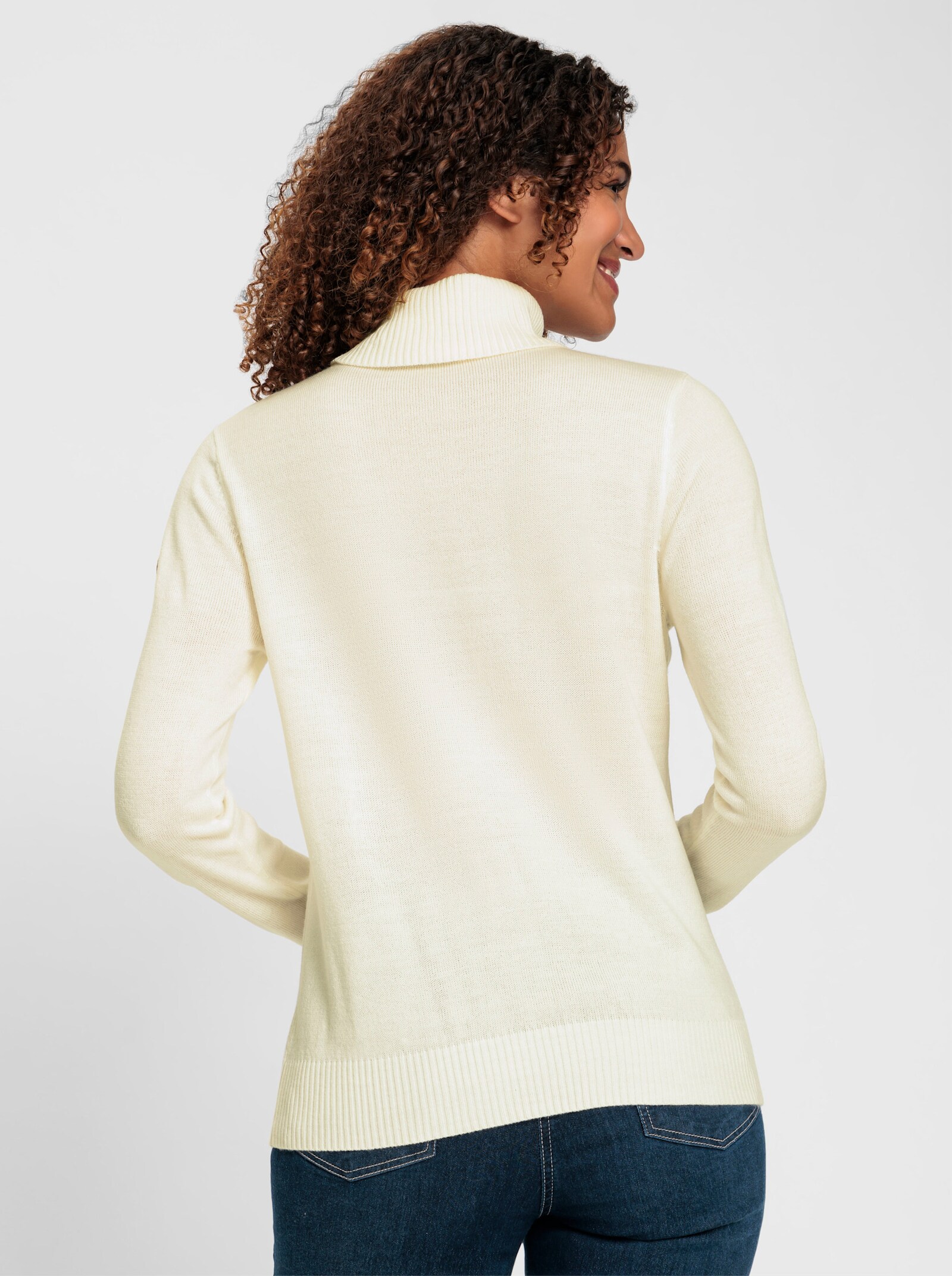 Rollkragenpullover in pflegeleichter Qualität - ecru