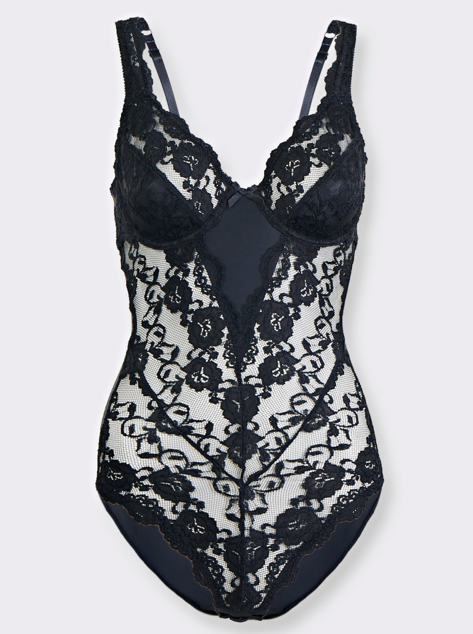 Sassa Body mit Bügel Vorderteil aus Spitze - schwarz