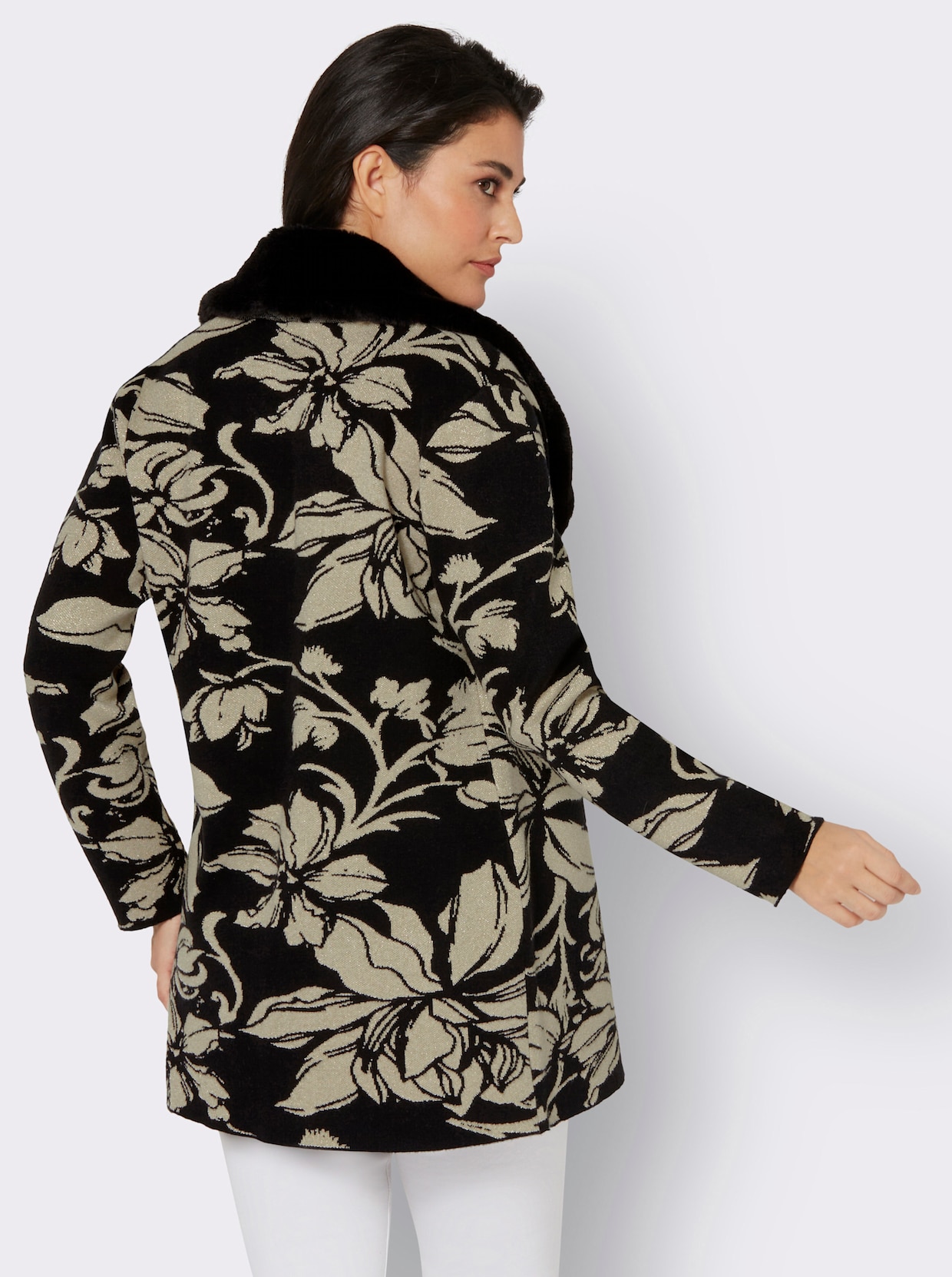 veste en tricot - noir-sable à motifs
