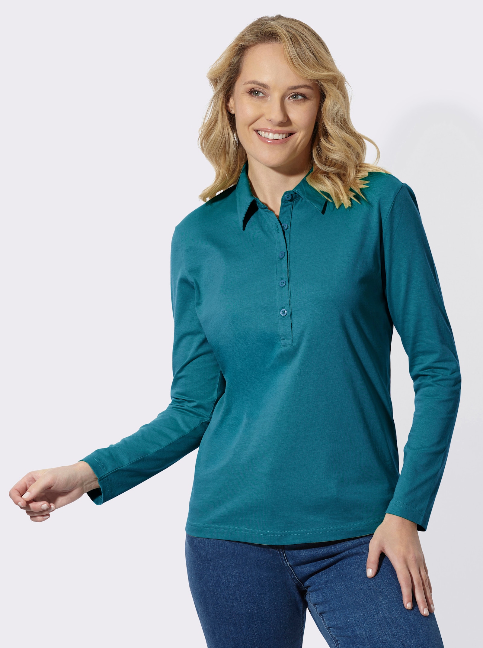 Poloshirt aus reiner Baumwolle - aquapetrol