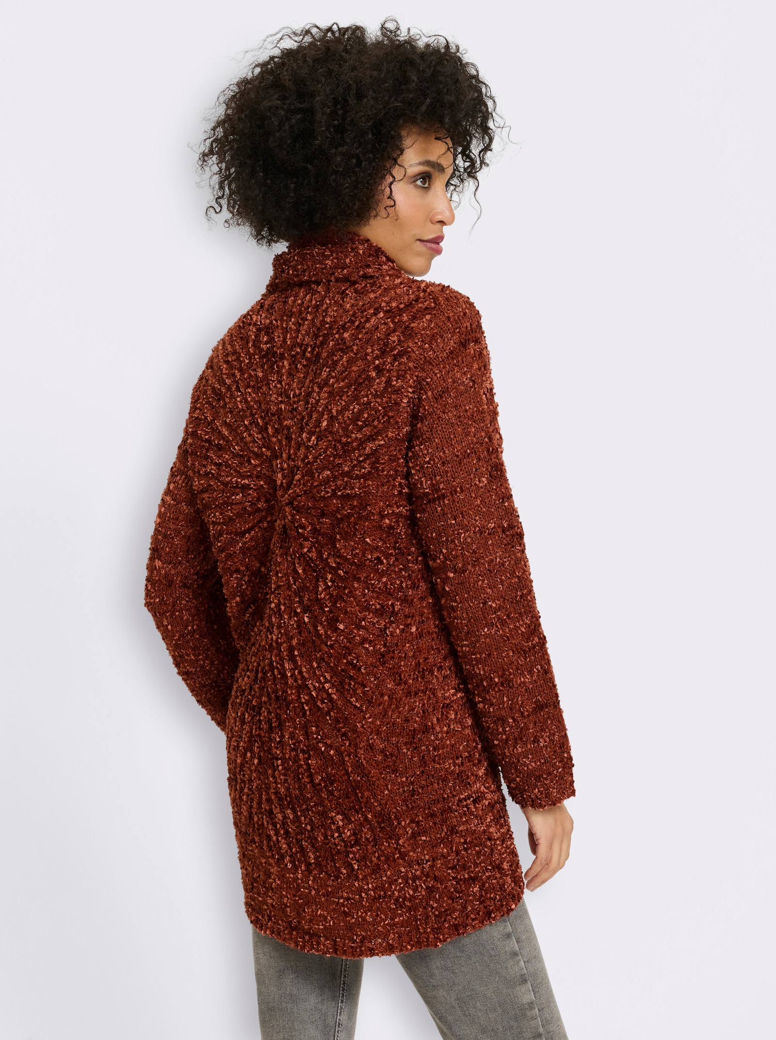 heine Longstrickjacke aus Chenille - rotbraun