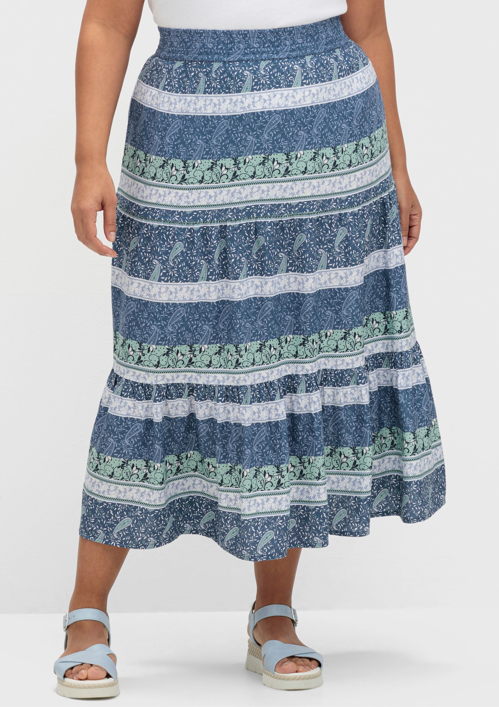 Schlupfrock im Paisley-Muster - rauchblau-kalkmint-bedruckt