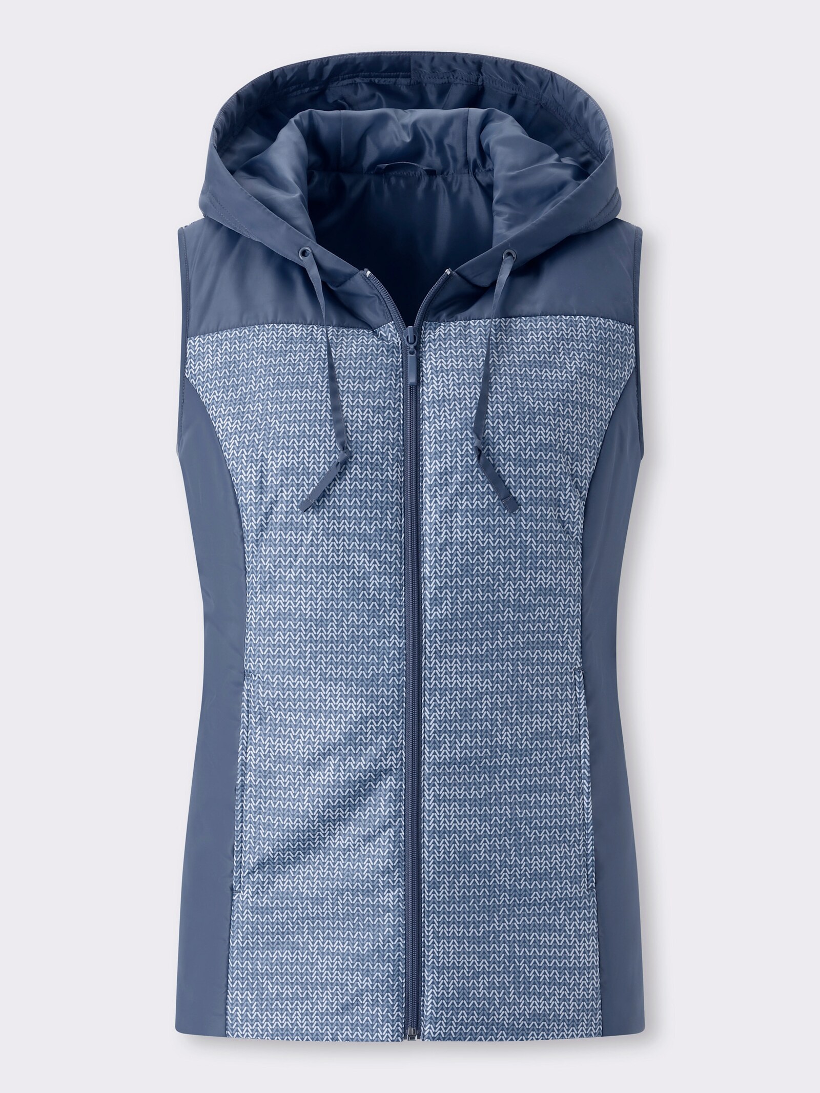 Weste - jeansblau-ecru-bedruckt