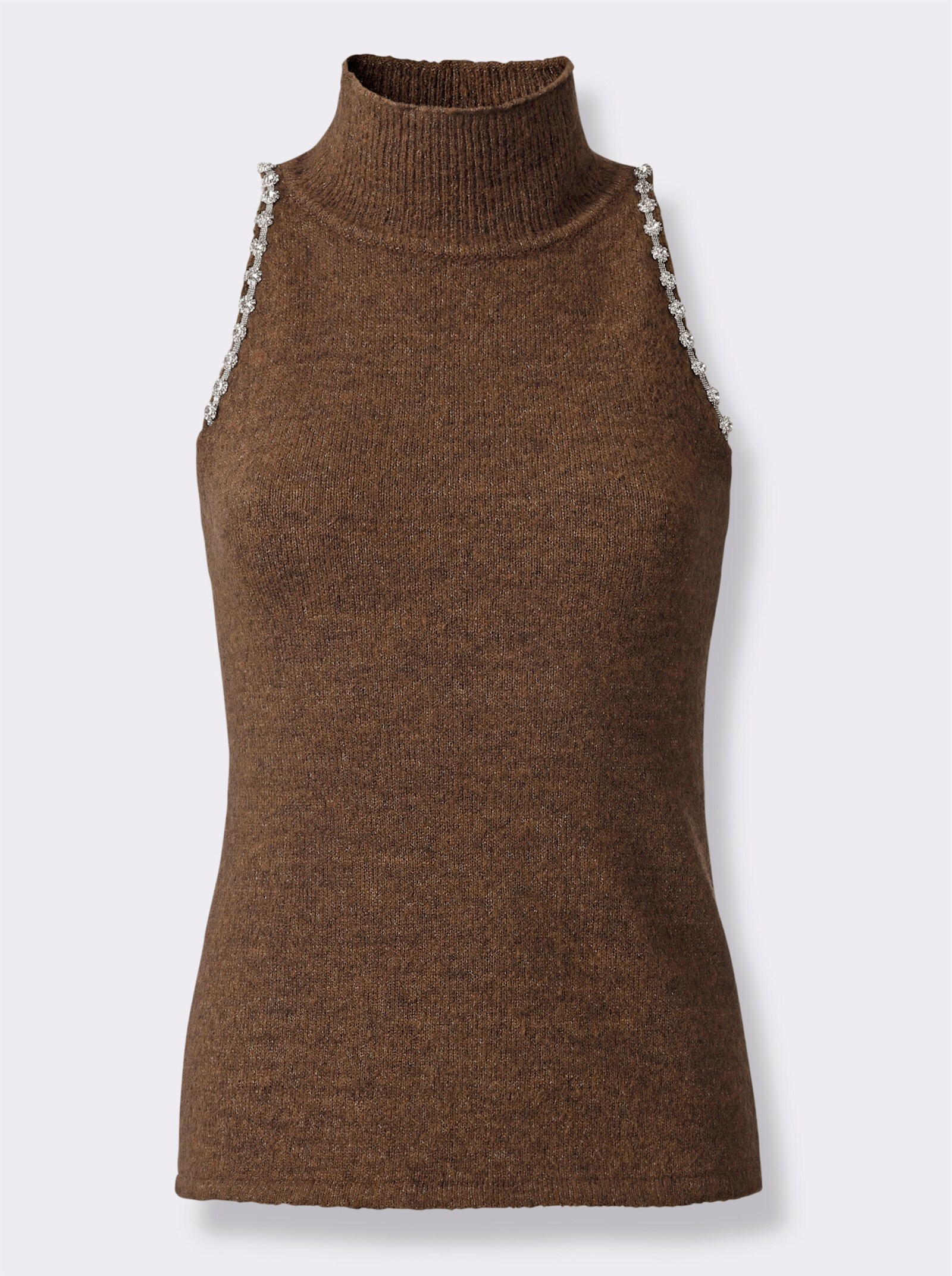 heine Stricktop mit Schmucksteinchen - braun