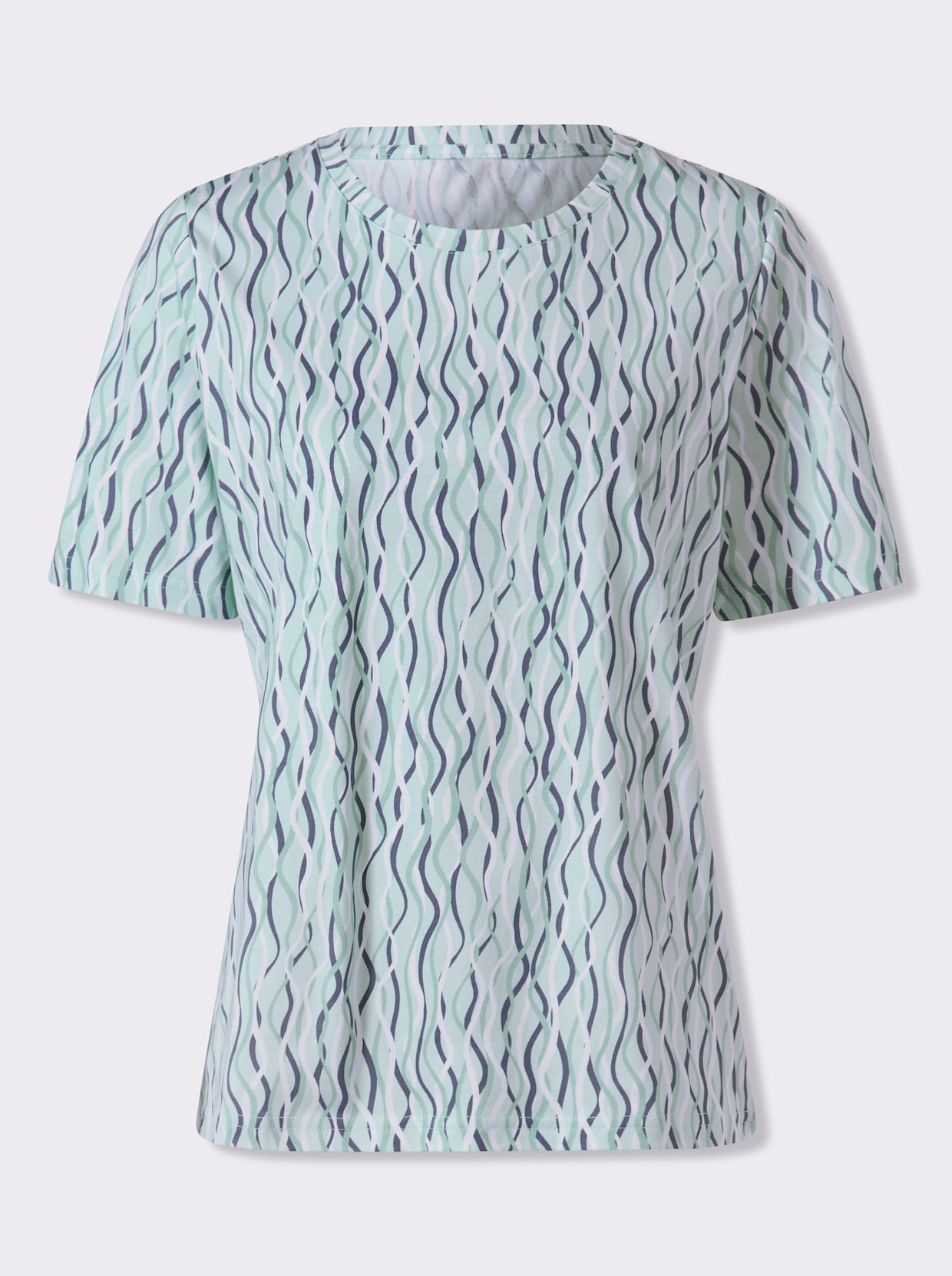 Print-Shirt - kalkmint-weiß-bedruckt