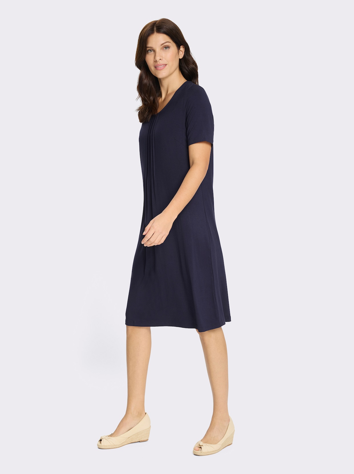 Jerseykleid mit Biesenverzierung - marine