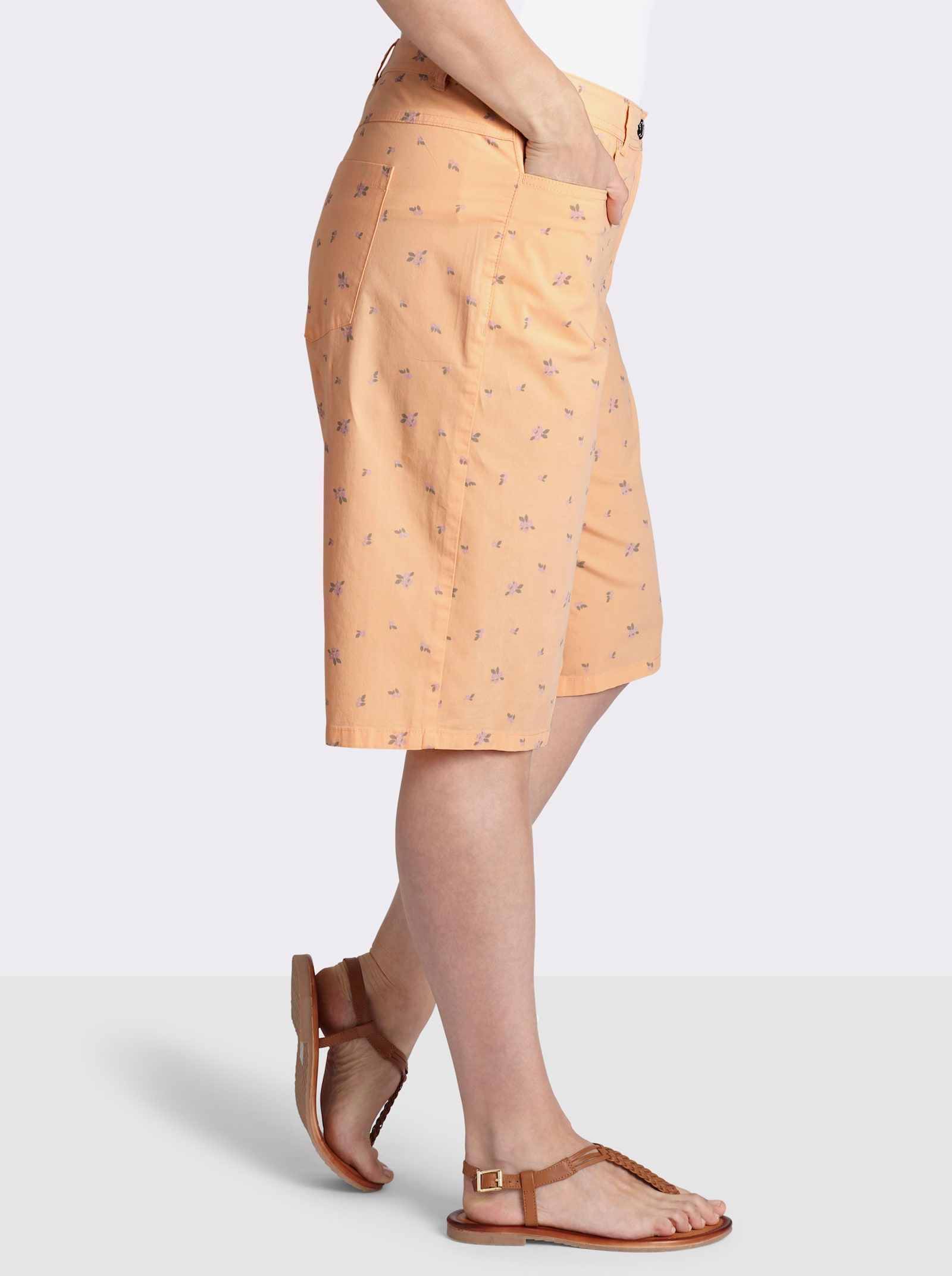 sheego Bermudas mit Minimalprint - apricot-steingrau-bedruckt