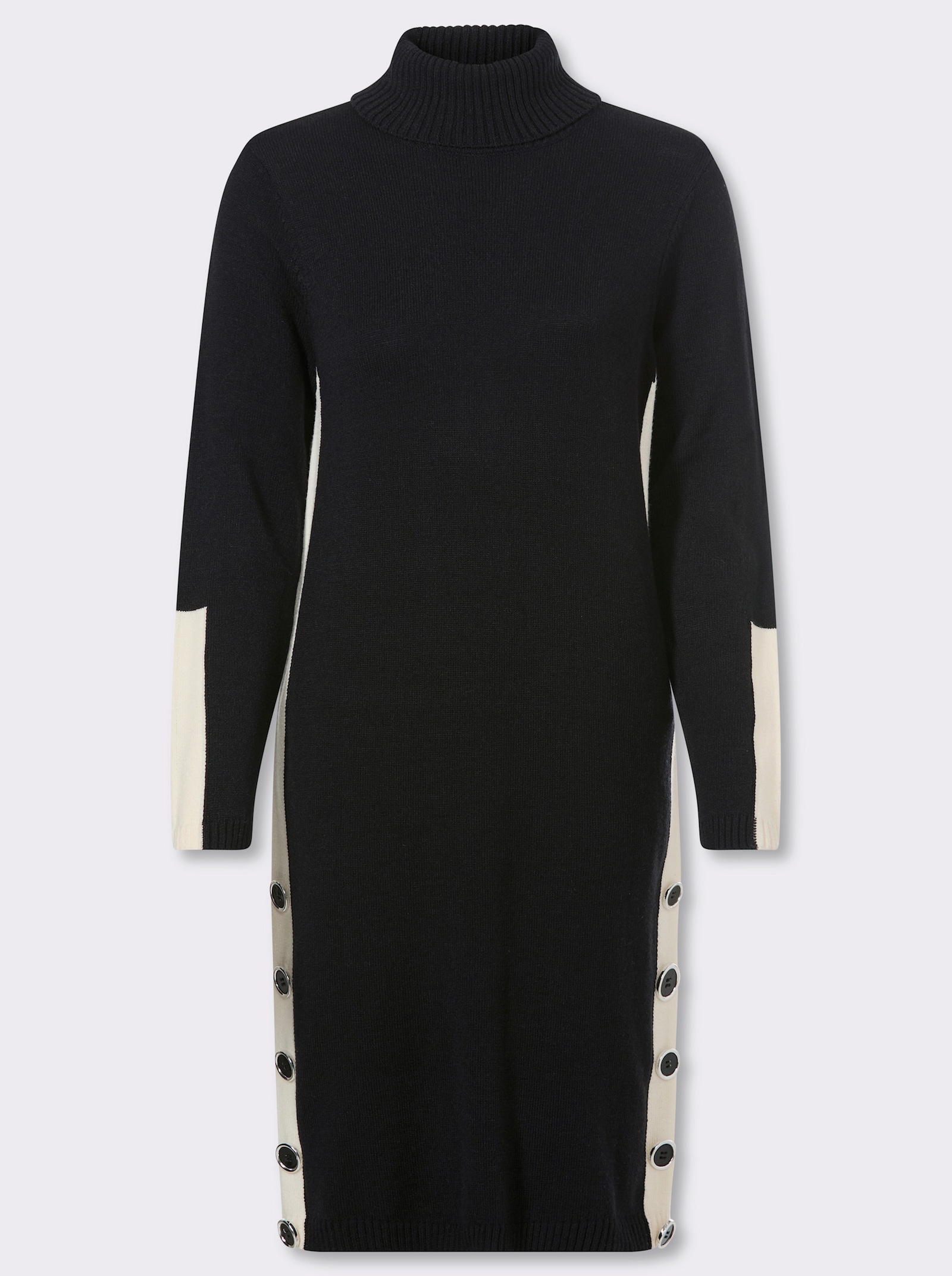 heine Strickkleid Mit Kontrast-Details - schwarz