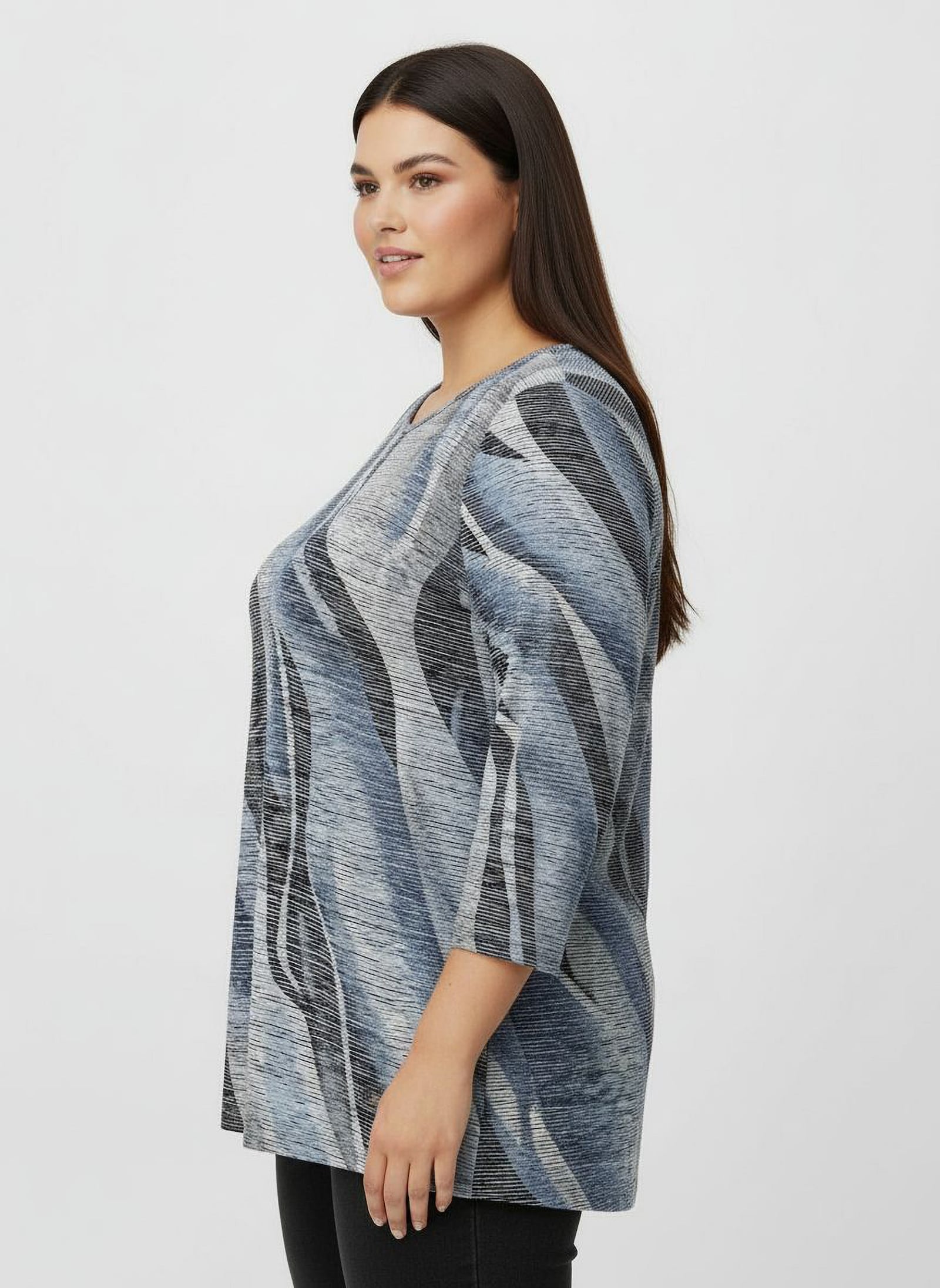 Rundhalsshirt im kombifreundlichen Druckmuster - taubenblau-hellgrau-bedruckt