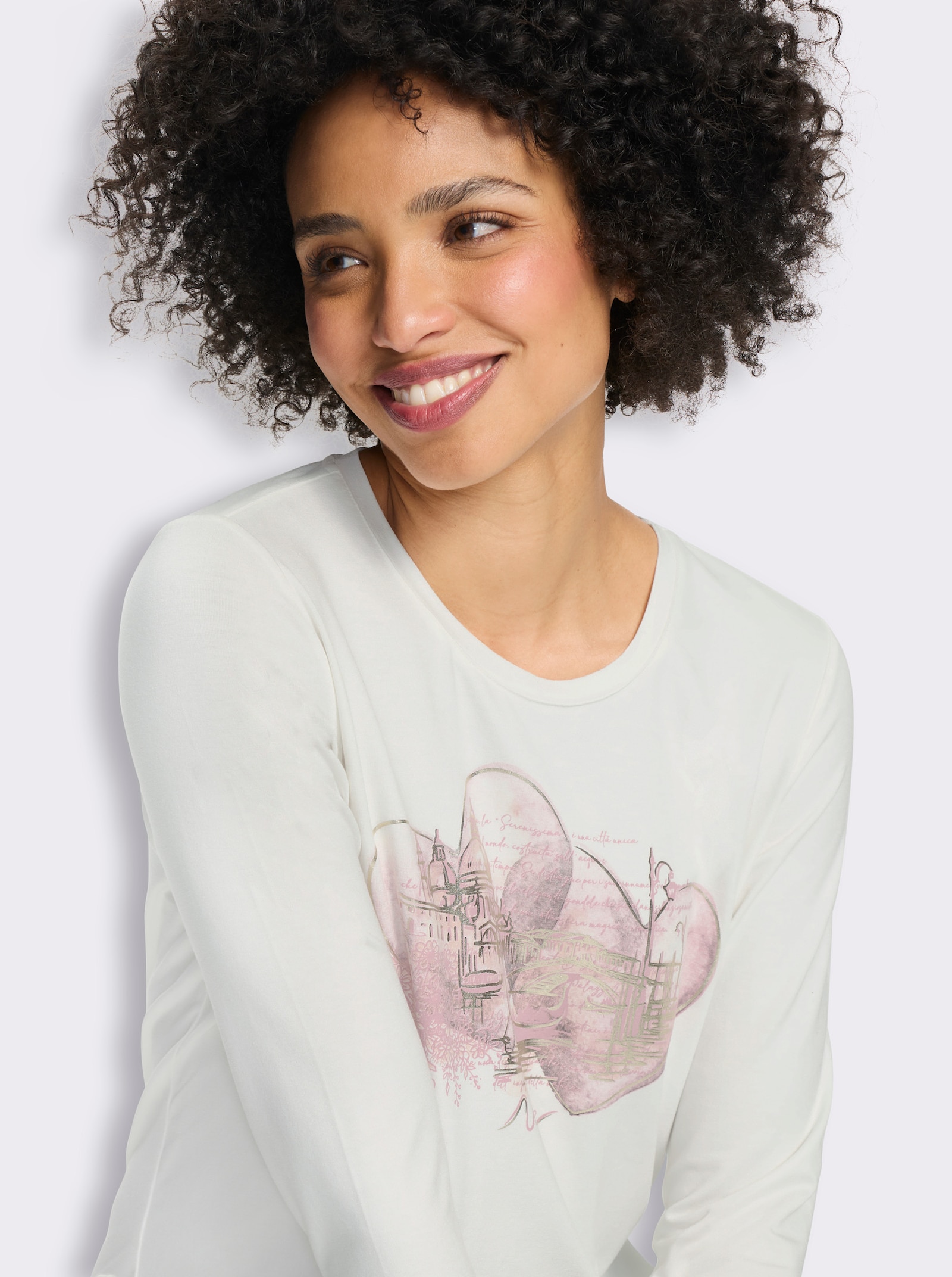heine 3/4-Arm-Shirt mit Frontprint - ecru