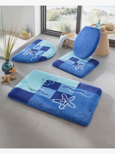 Hagemann Badematte - türkis-royalblau-gemustert