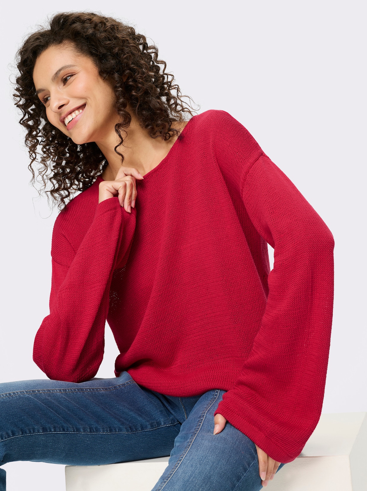 heine Langarm-Pullover - erdbeere