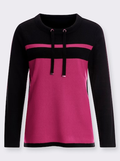 Langarm-Pullover - schwarz-pink