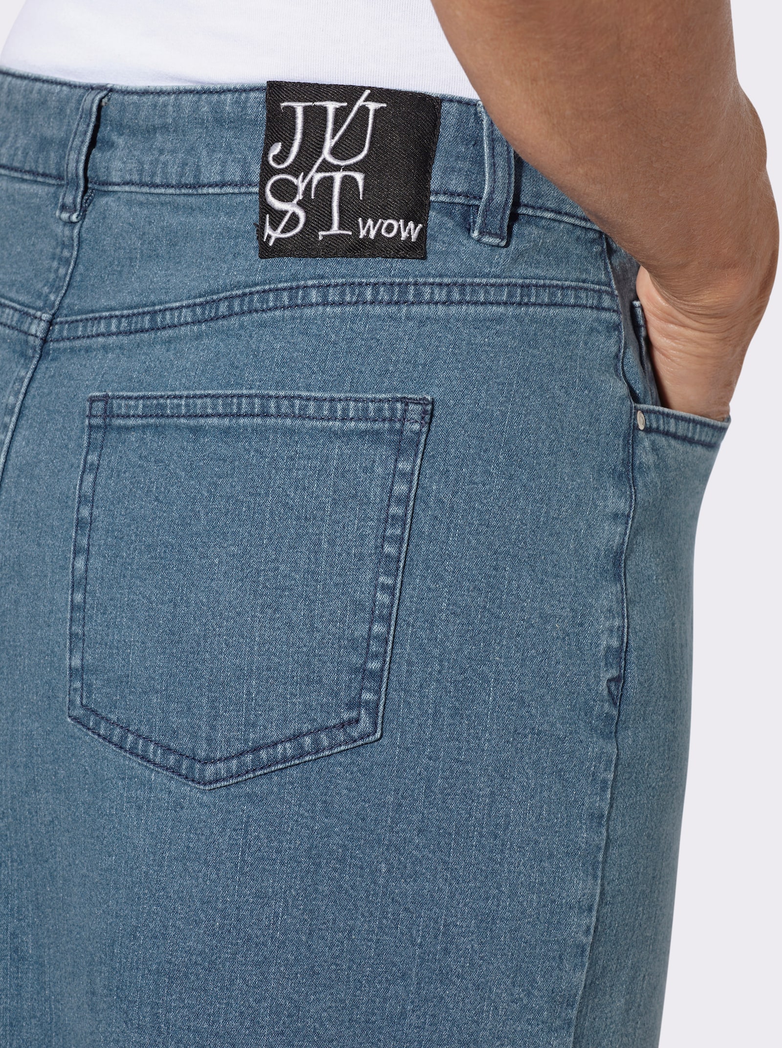 Jeansrock mit Gehschlitz vorne - blue-bleached