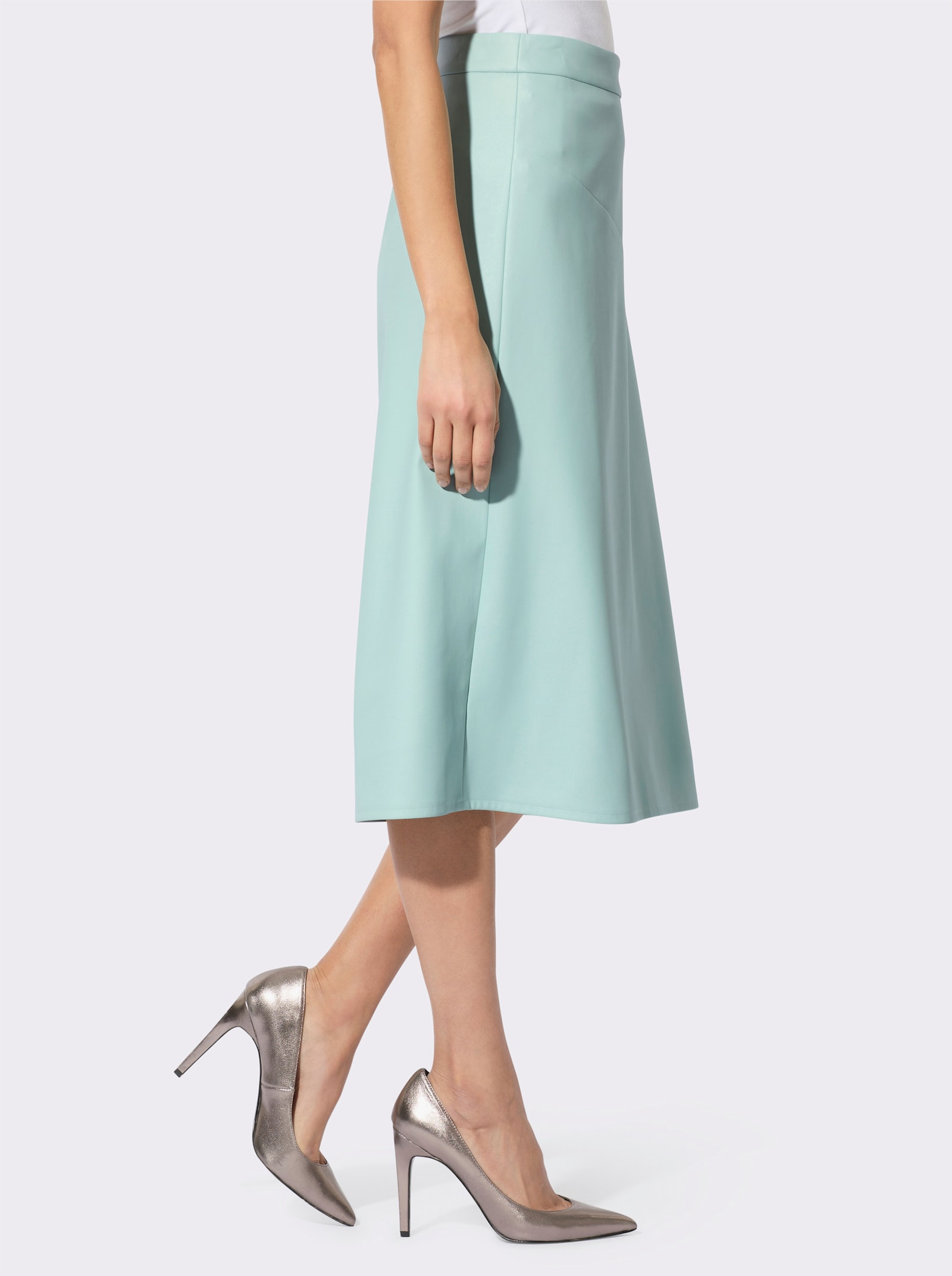 Lederimitatrock mit Gehschlitz hinten - kalkmint