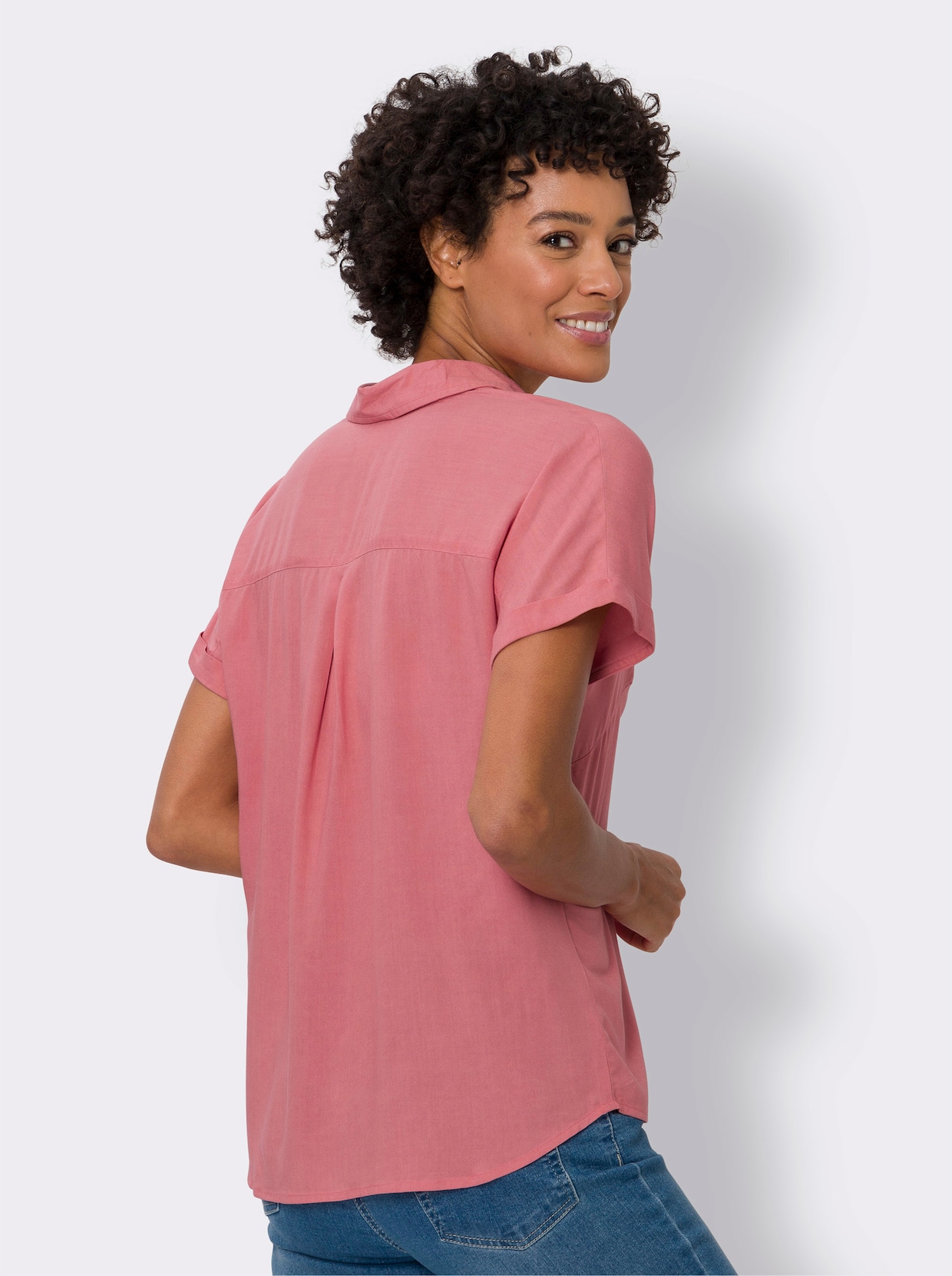 Blouse m. korte mouwen - flamingo