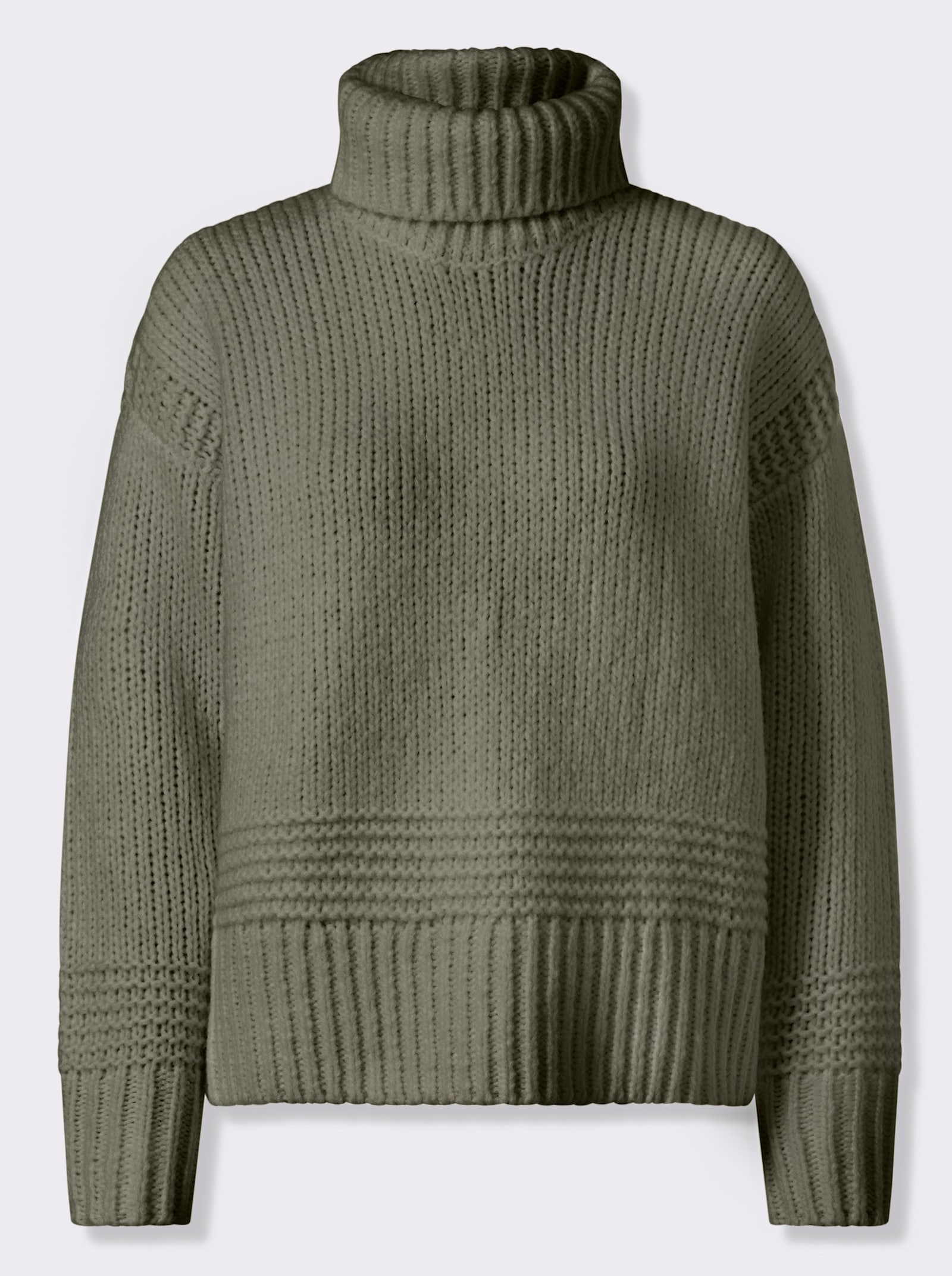 heine Rollkragenpullover mit Strukturstrick - khaki