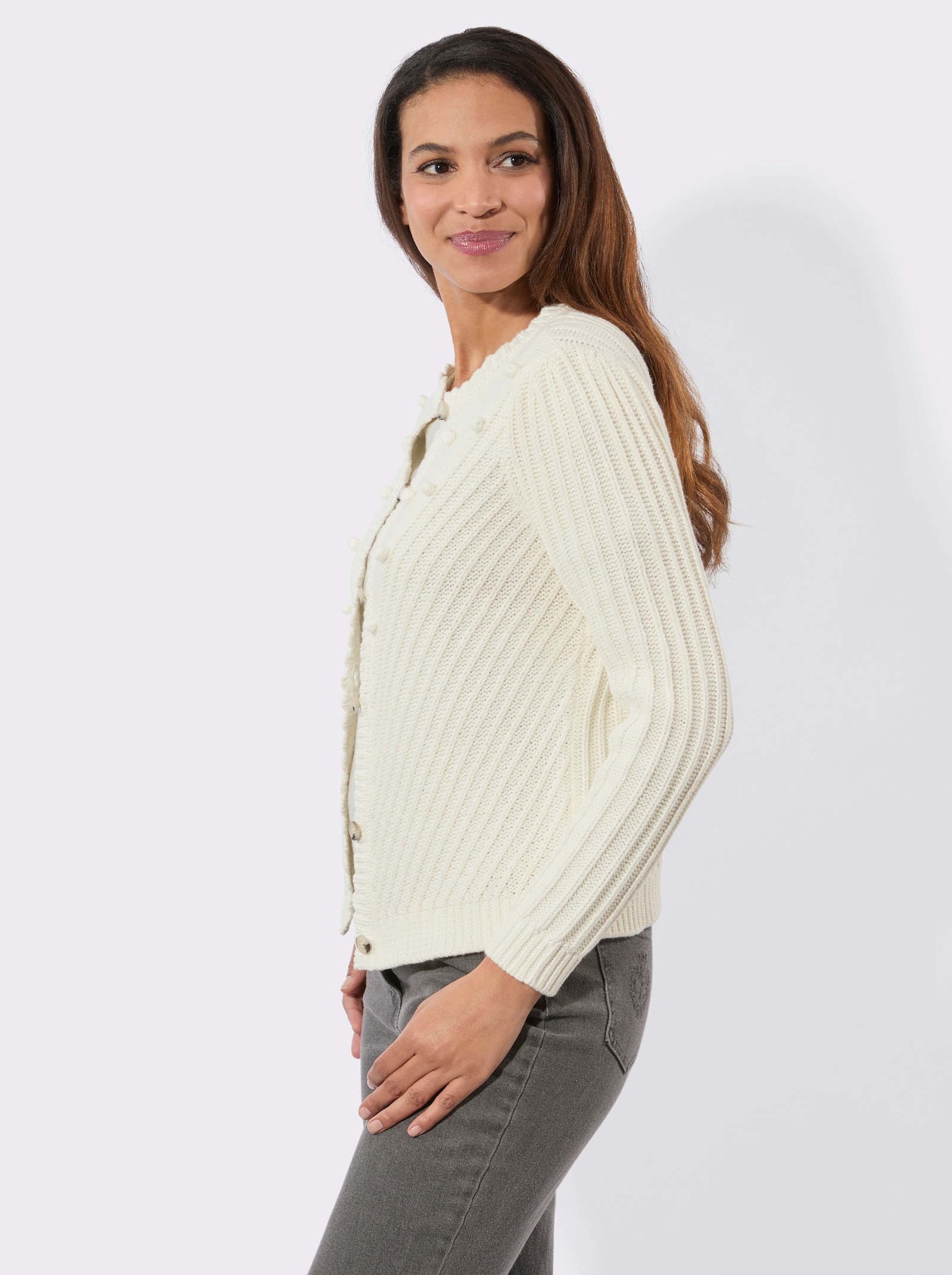 Strickjacke im Landhaus-Stil - champagner