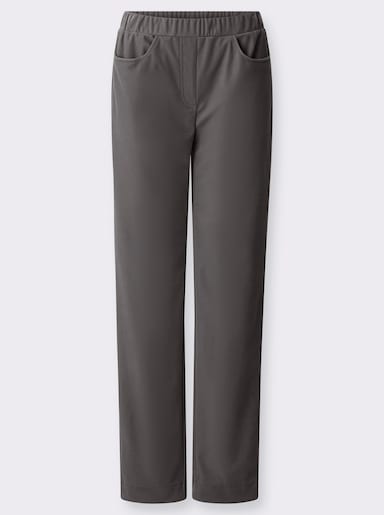 Fluwelen broek met comfortband rondom - antraciet