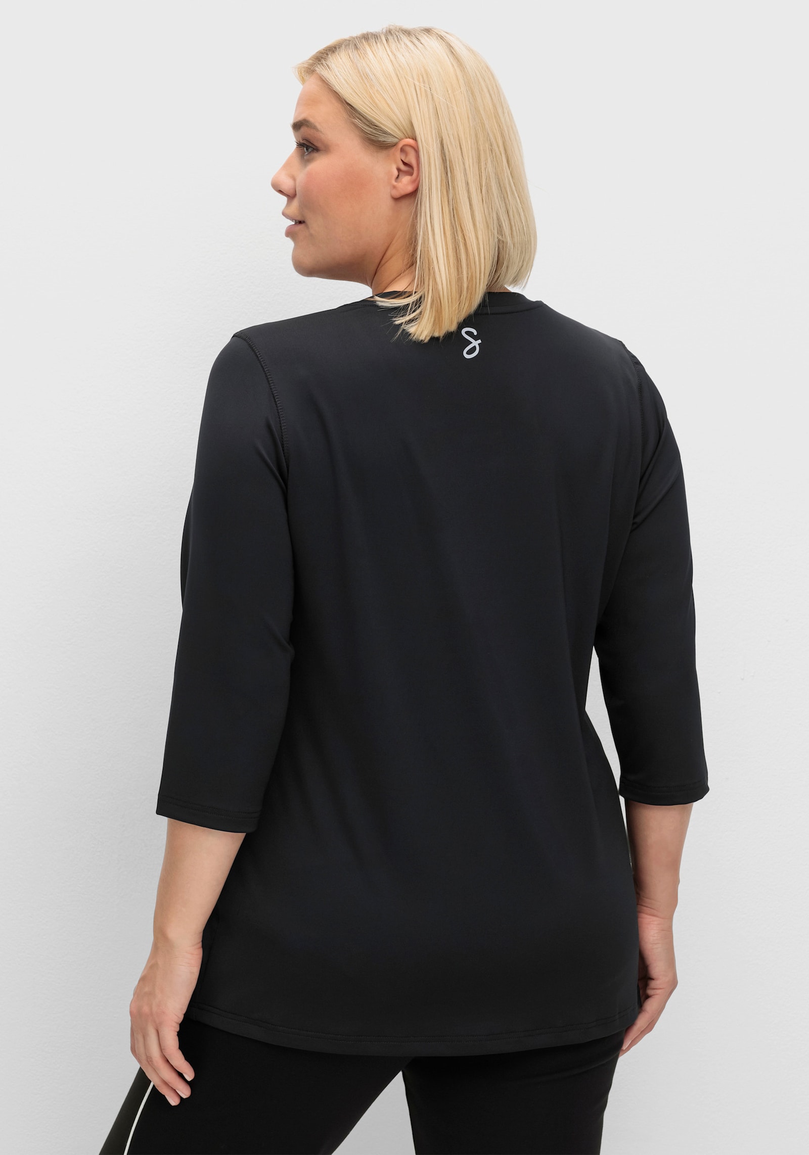 sheego Funktionsshirt mit 3/4-Ärmeln - schwarz