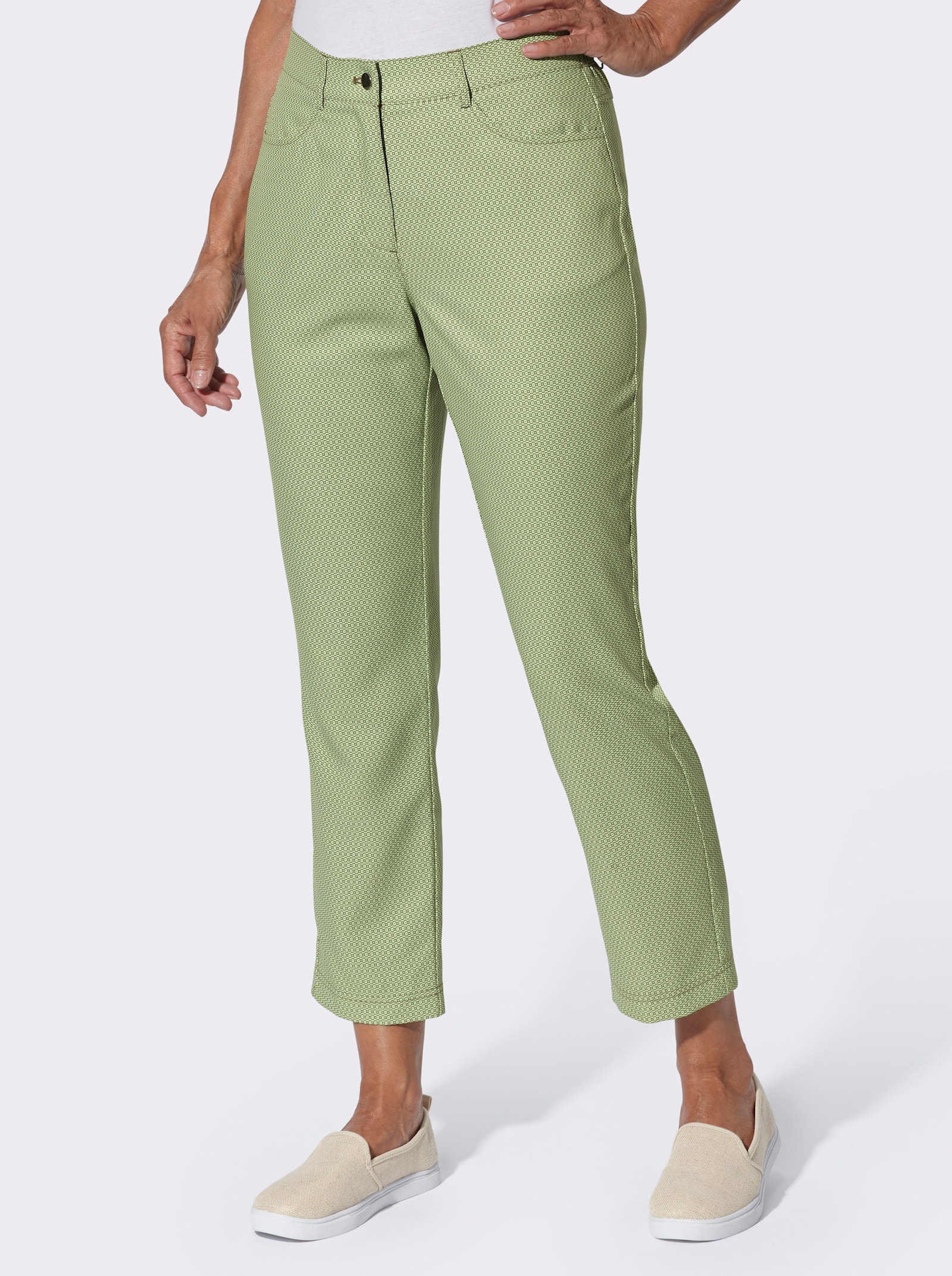 7/8-Hose im Minimal-Muster - khaki-bedruckt