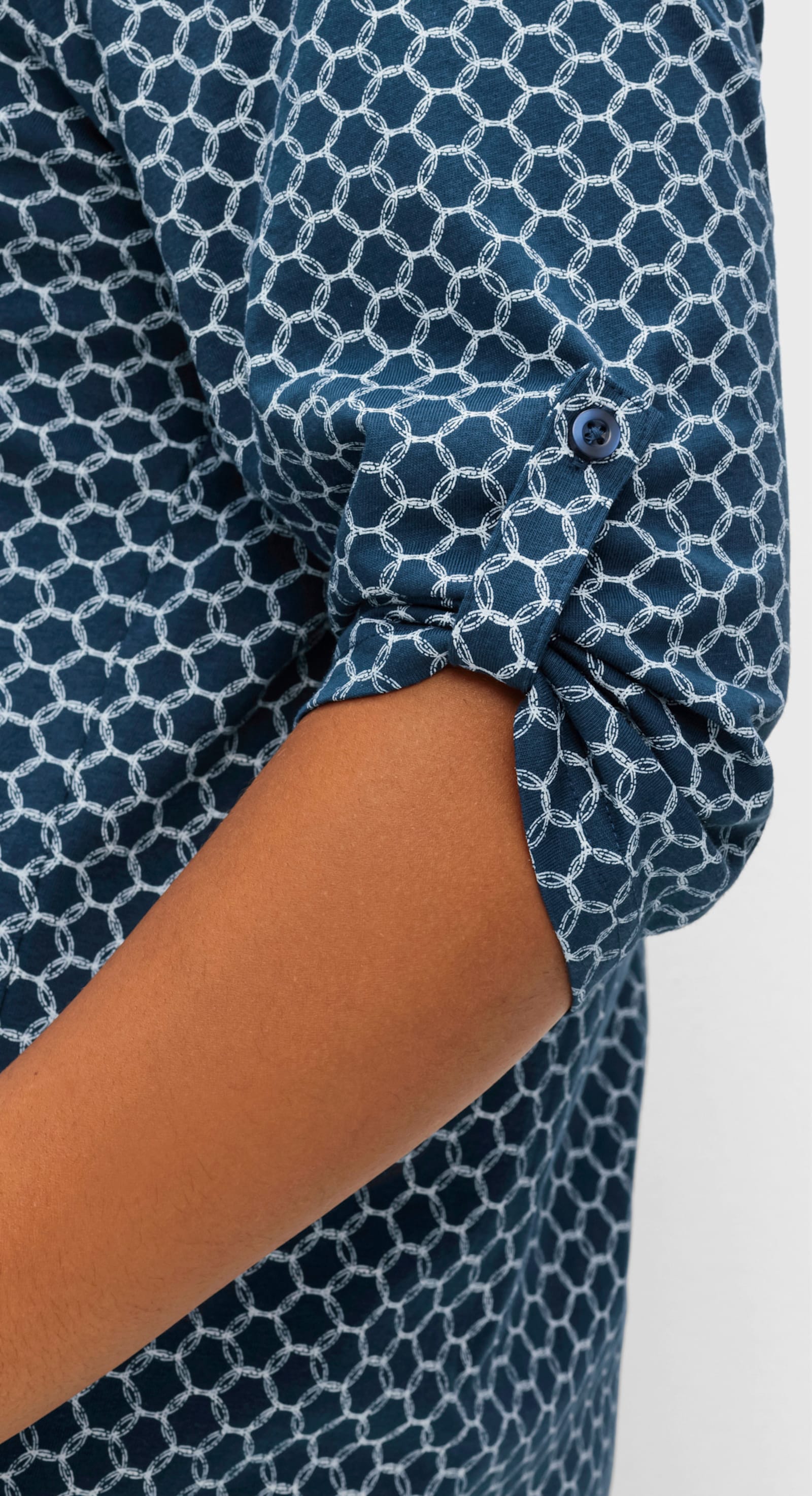 3/4-Arm-Shirt mit krempelbaren Ärmeln - dunkelblau-bedruckt