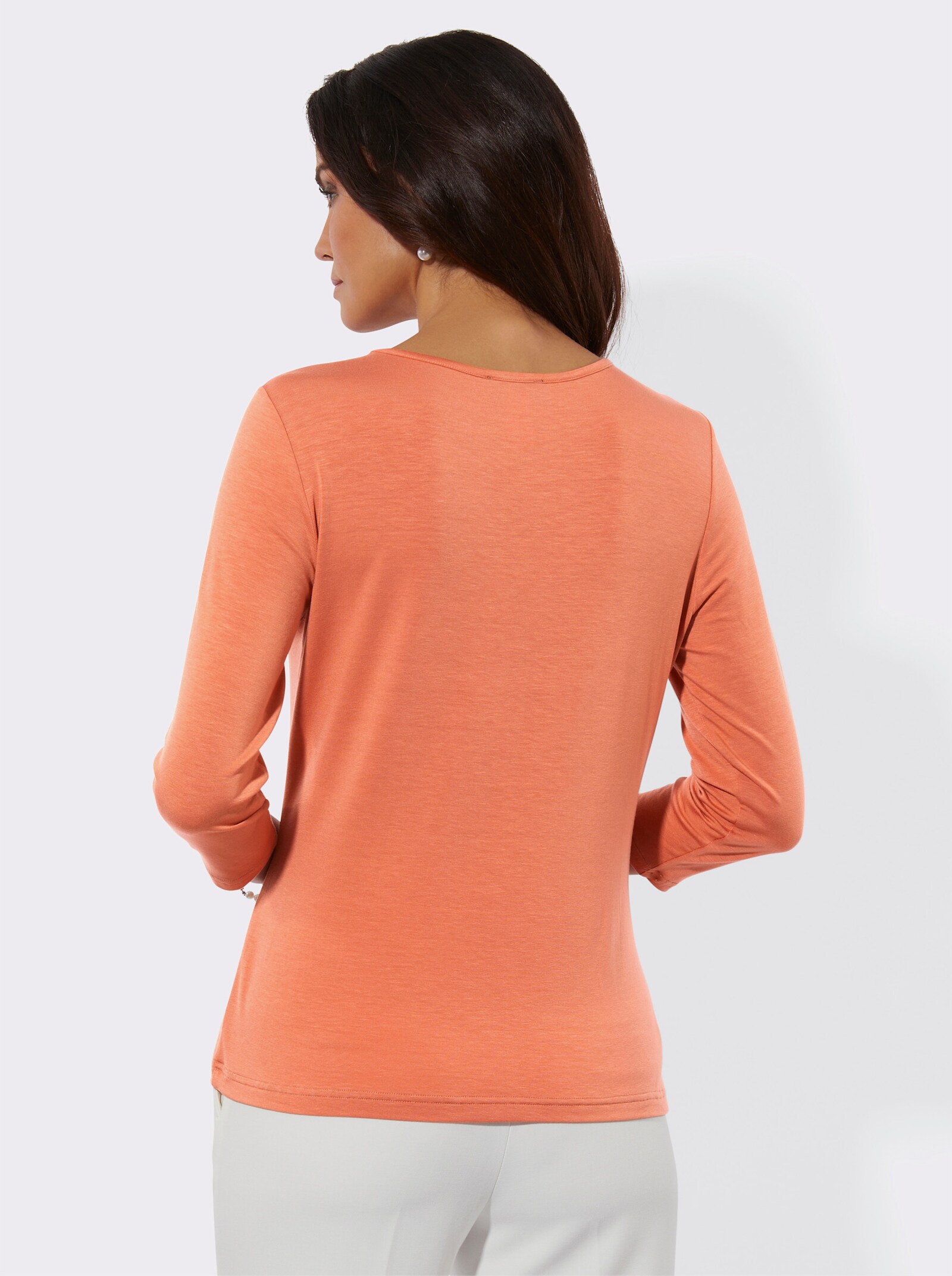 3/4-Arm-Shirt mit Mesh-Einsatz - papaya