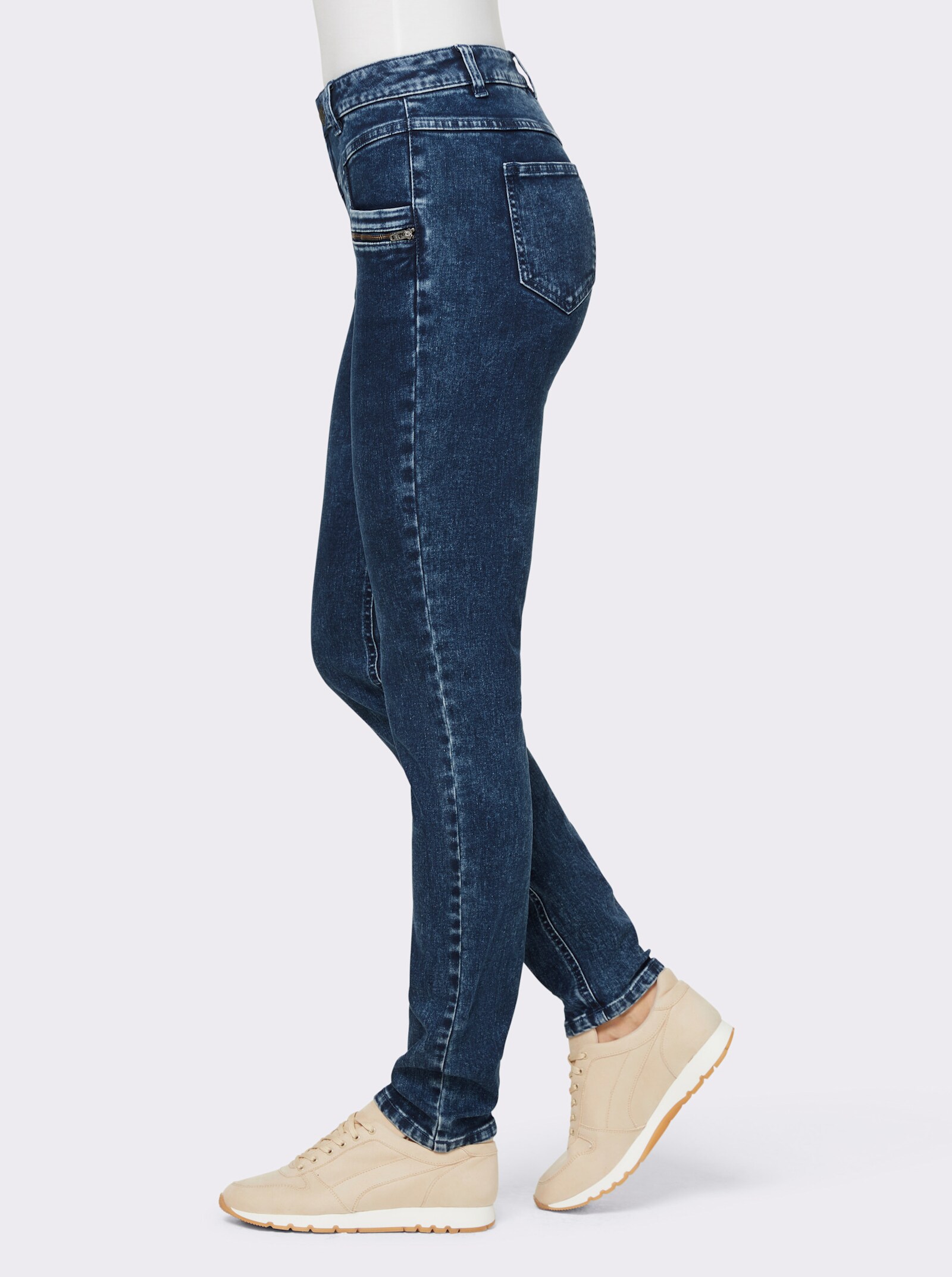heine Röhrenjeans mit Zipperdetails - blue-stone-washed